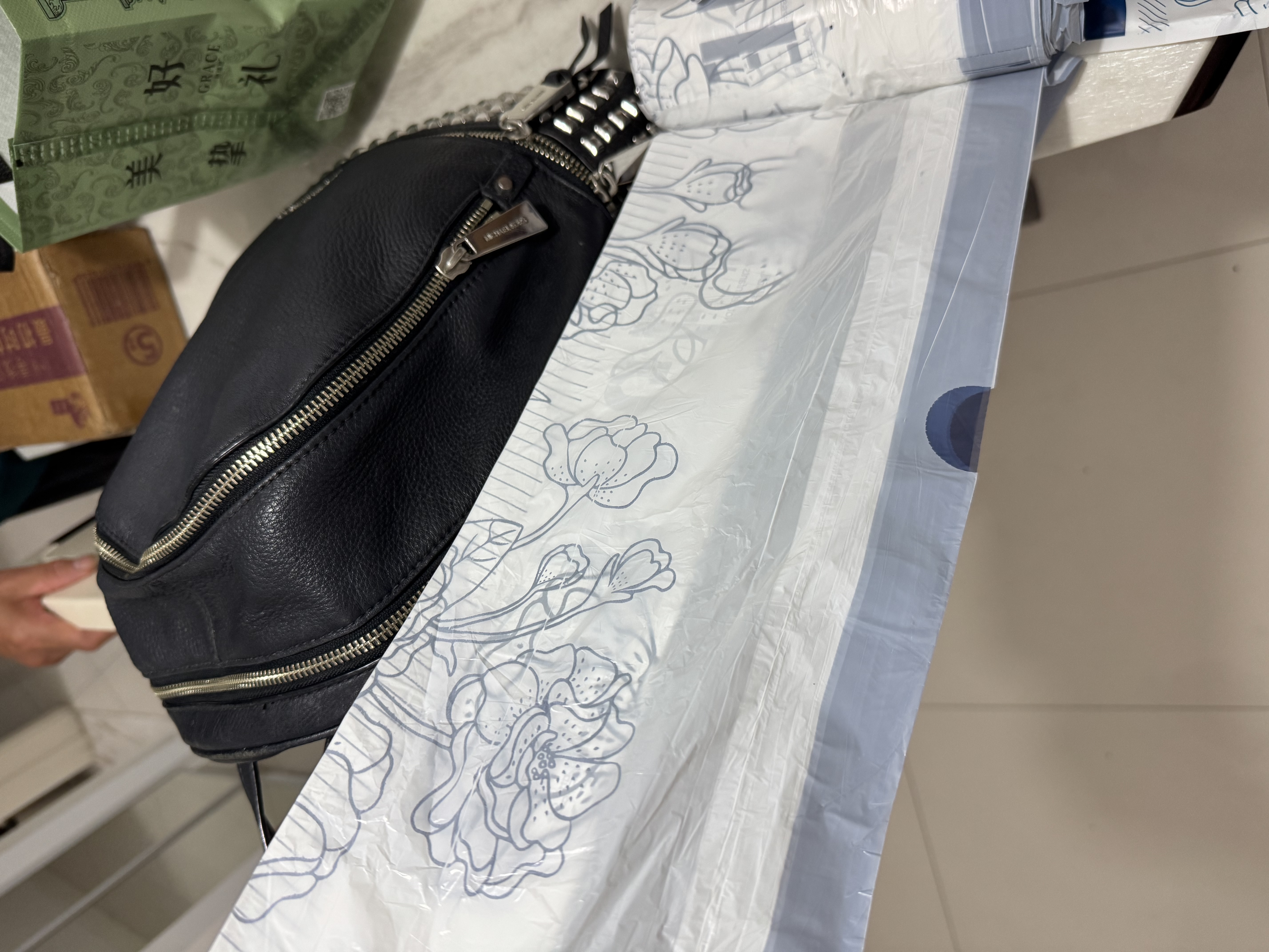 利得抽绳垃圾袋蓝色馥郁花开45*50cm100只双面2丝免撕印花系列 实拍图