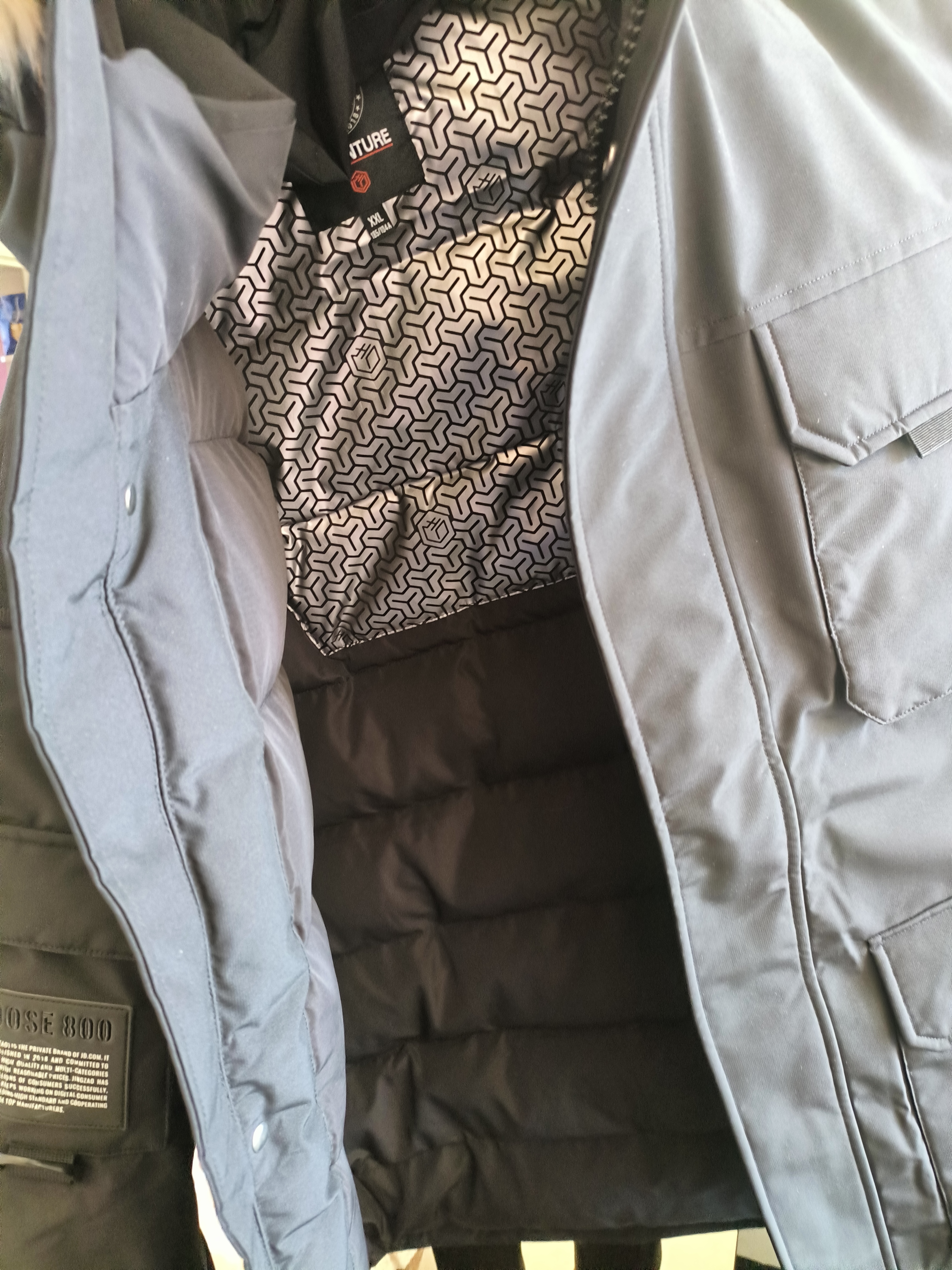 京东京造进口极寒95鹅绒服800蓬三防羽绒服男外套女冬季中长款 黑色 2XL 实拍图
