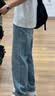 JEEP吉普牛仔裤男秋冬季直筒休闲裤男士宽松阔腿裤子弹力浅蓝30 实拍图