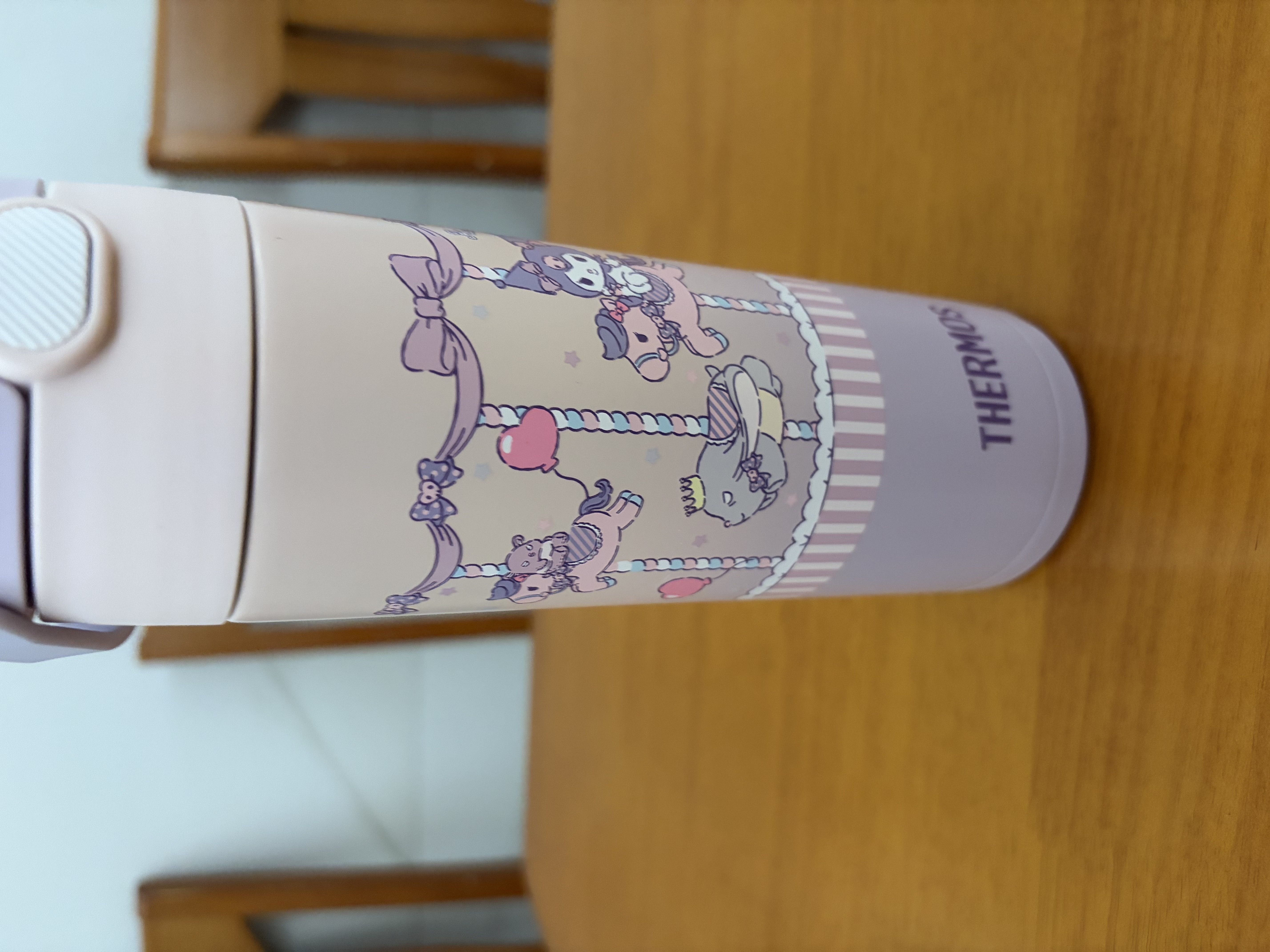 膳魔师库洛米儿童吸管保温杯316L不锈钢水杯6-12岁上学专用水壶500ml粉 实拍图