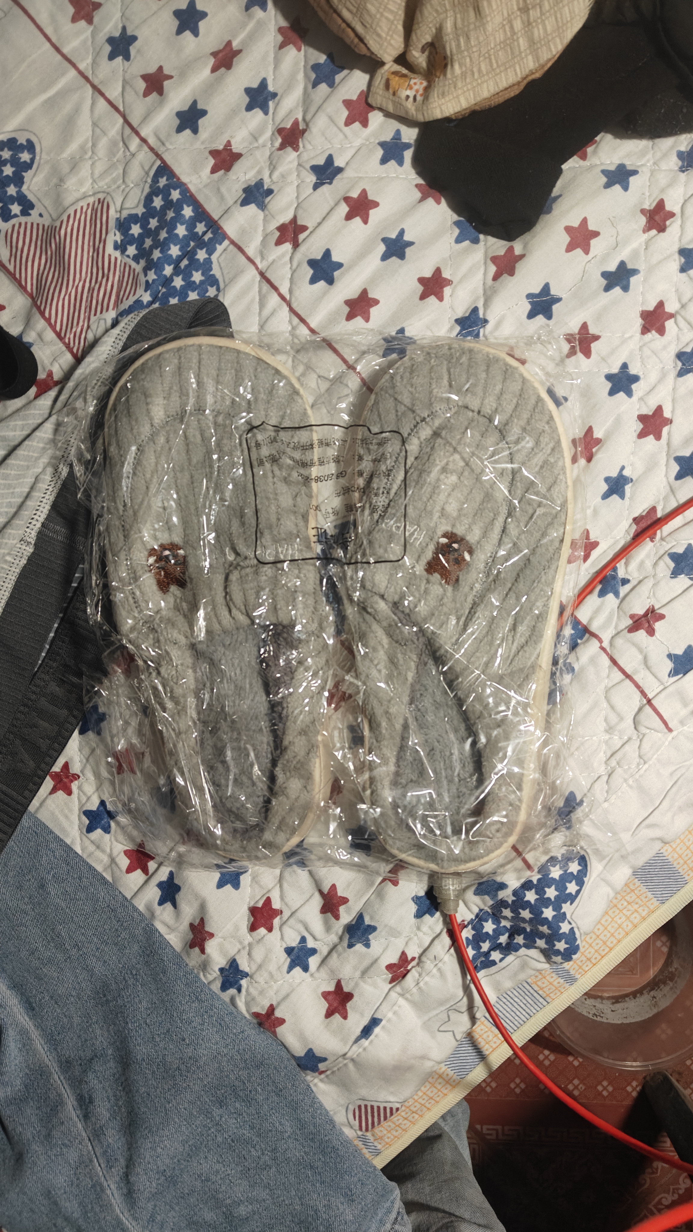 【福利价】小熊小兔棉拖秋冬季情侣保暖学生男拖鞋女居家棉拖鞋 小熊小兔棉拖-灰色 42-43 适合41-42 实拍图