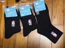 NBA袜子男士跑步运动袜吸汗抗菌防臭消臭黑色棉袜中筒篮球袜3双 实拍图
