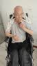 鱼跃手动轮椅车护理轻便可折叠带便盆餐板老人专用代步骨科腿H059B 实拍图