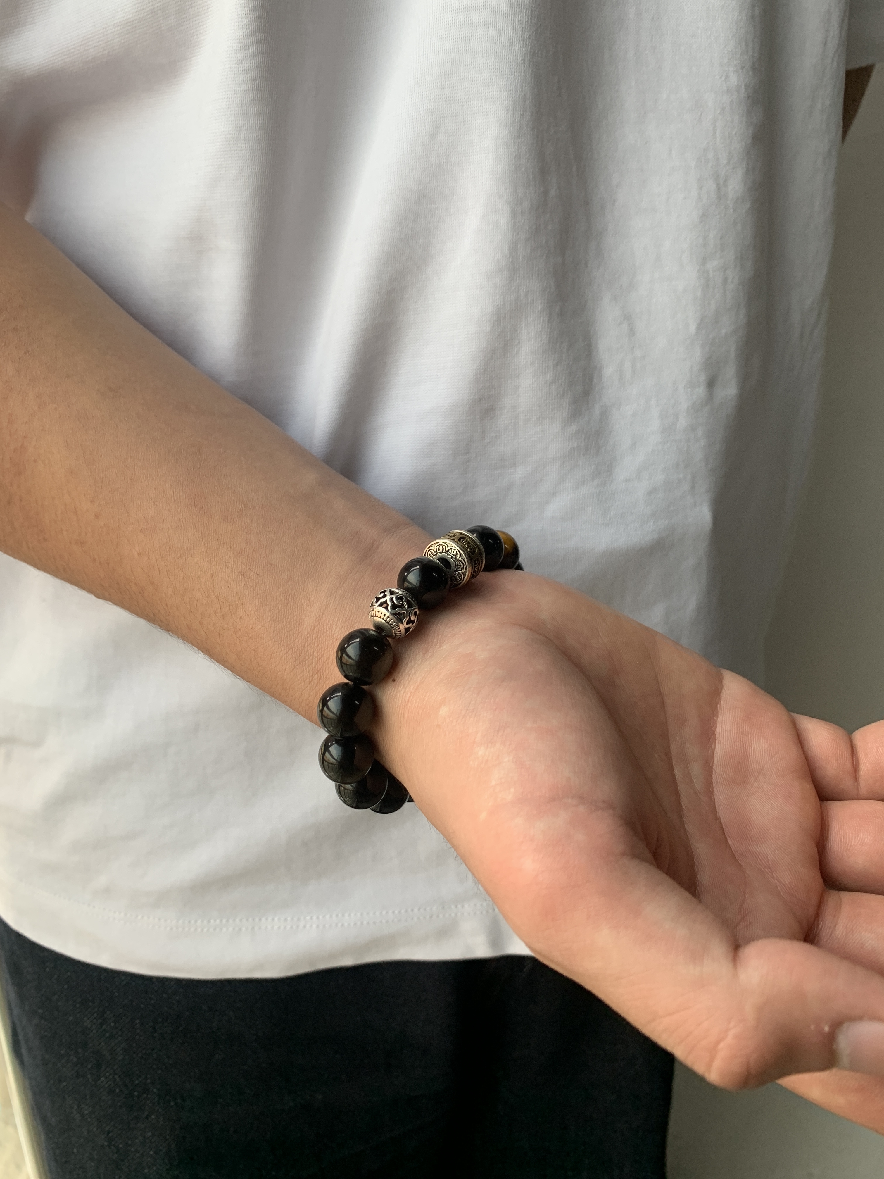 花开云朵天然黑曜石手串招财转运男黄虎眼银曜石手链送男朋友生日礼物精致 【送男友推荐】招财转运金曜石12mm手串 非遗限定礼盒+国检证书 实拍图
