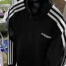 adidas休闲舒适三条纹立领夹克外套卫衣男装秋季阿迪达斯轻运动 黑色/白（推荐选大一码）   M 实拍图