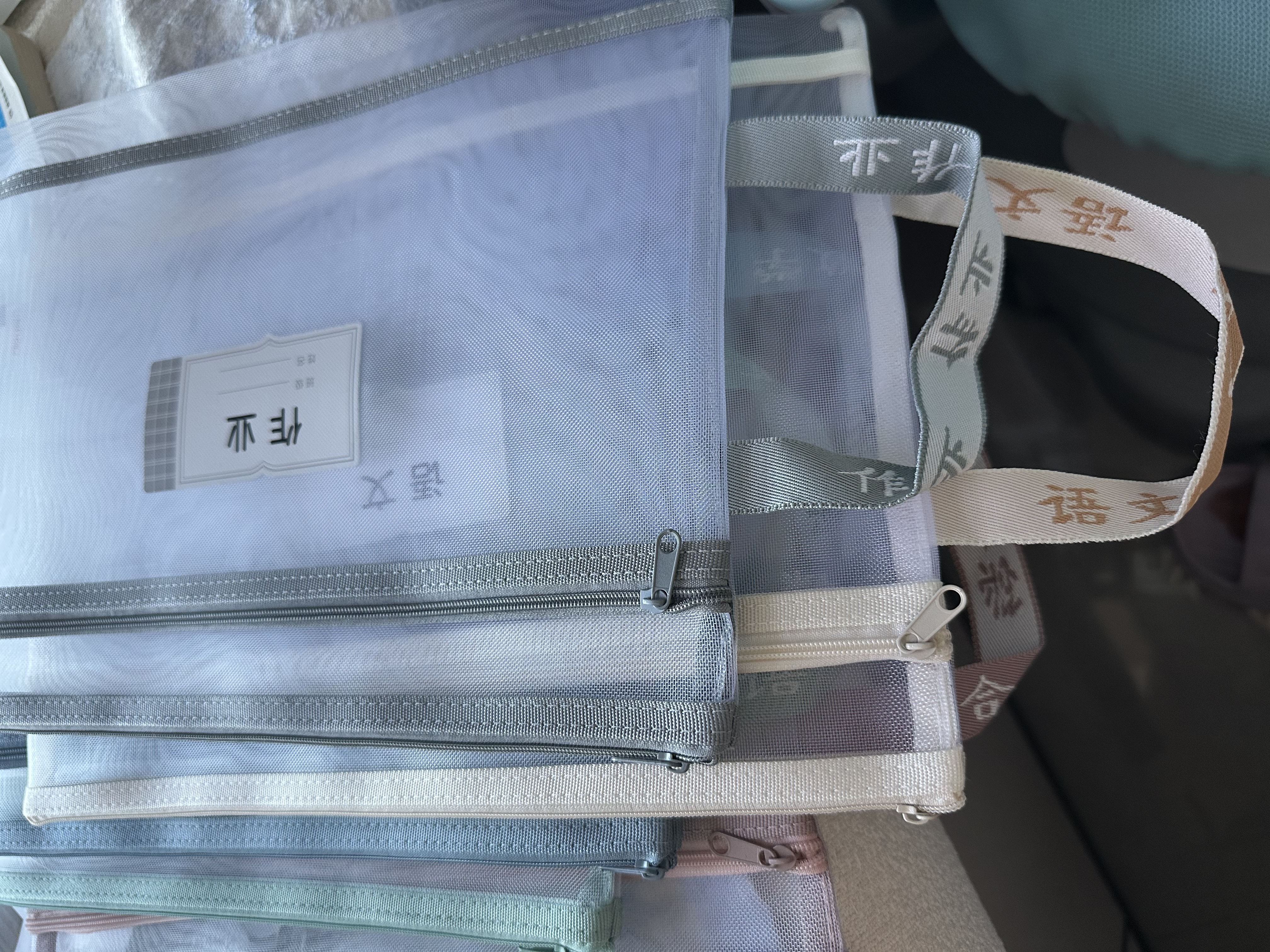 得力（deli)双层网纱拉链袋文件袋一年级文具袋透明学科分类袋 试卷作业科目袋 5科混装 实拍图