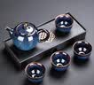 瓷牌茗茶具（cipaiming teaset） 茶具套装小套功夫茶壶便携一壶四杯家用会客泡茶器小茶台 窑变兔毫蓝一壶四杯+磁石干泡盘 实拍图