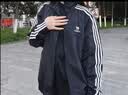 adidas休闲舒适三条纹立领夹克外套卫衣男装秋季阿迪达斯轻运动 黑色/白（推荐选大一码）   XL 实拍图