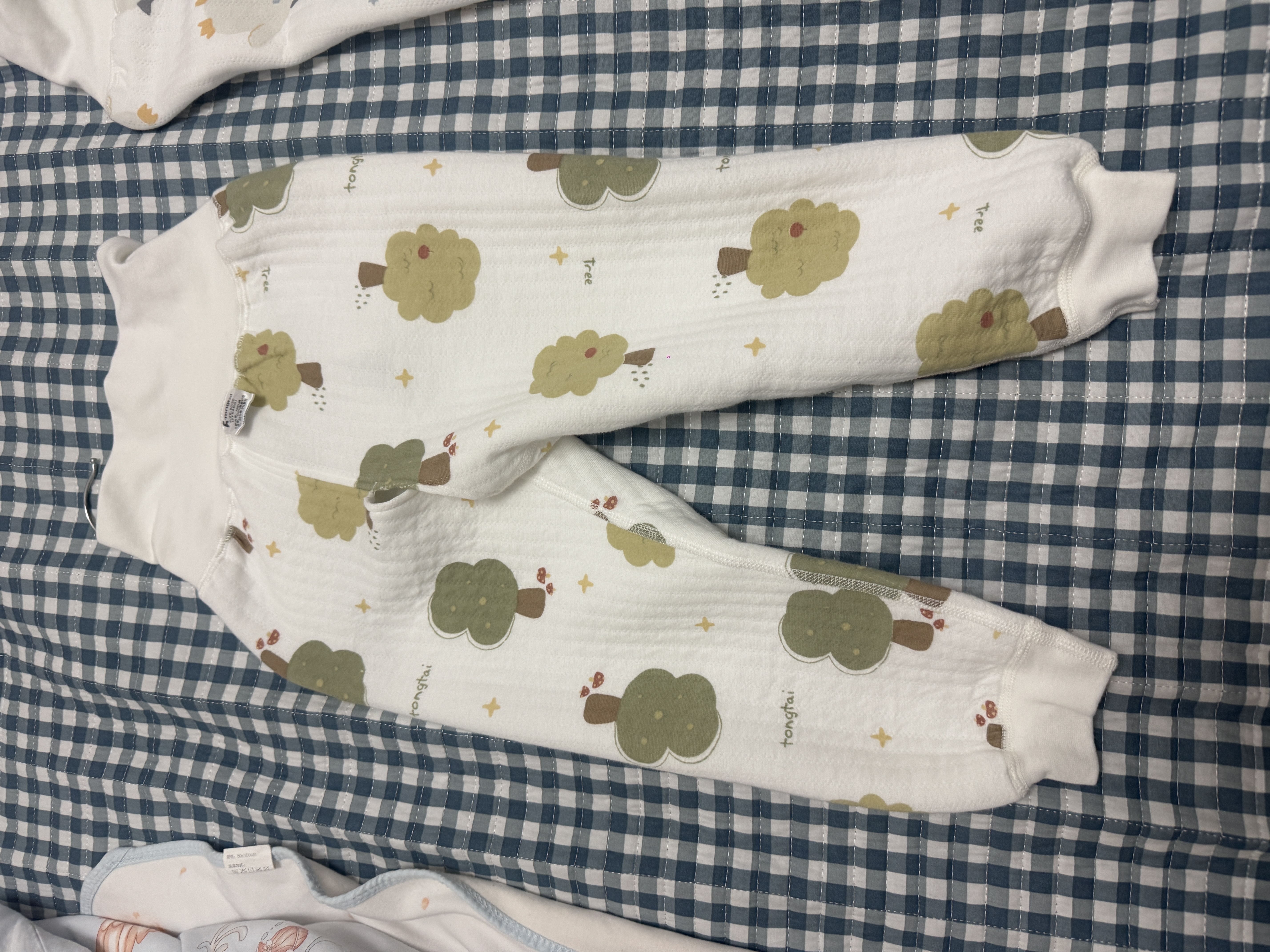 童泰（TONGTAI）宝宝裤子秋冬季保暖长裤男童女童高腰护肚秋裤家居睡裤蓝色90cm 实拍图