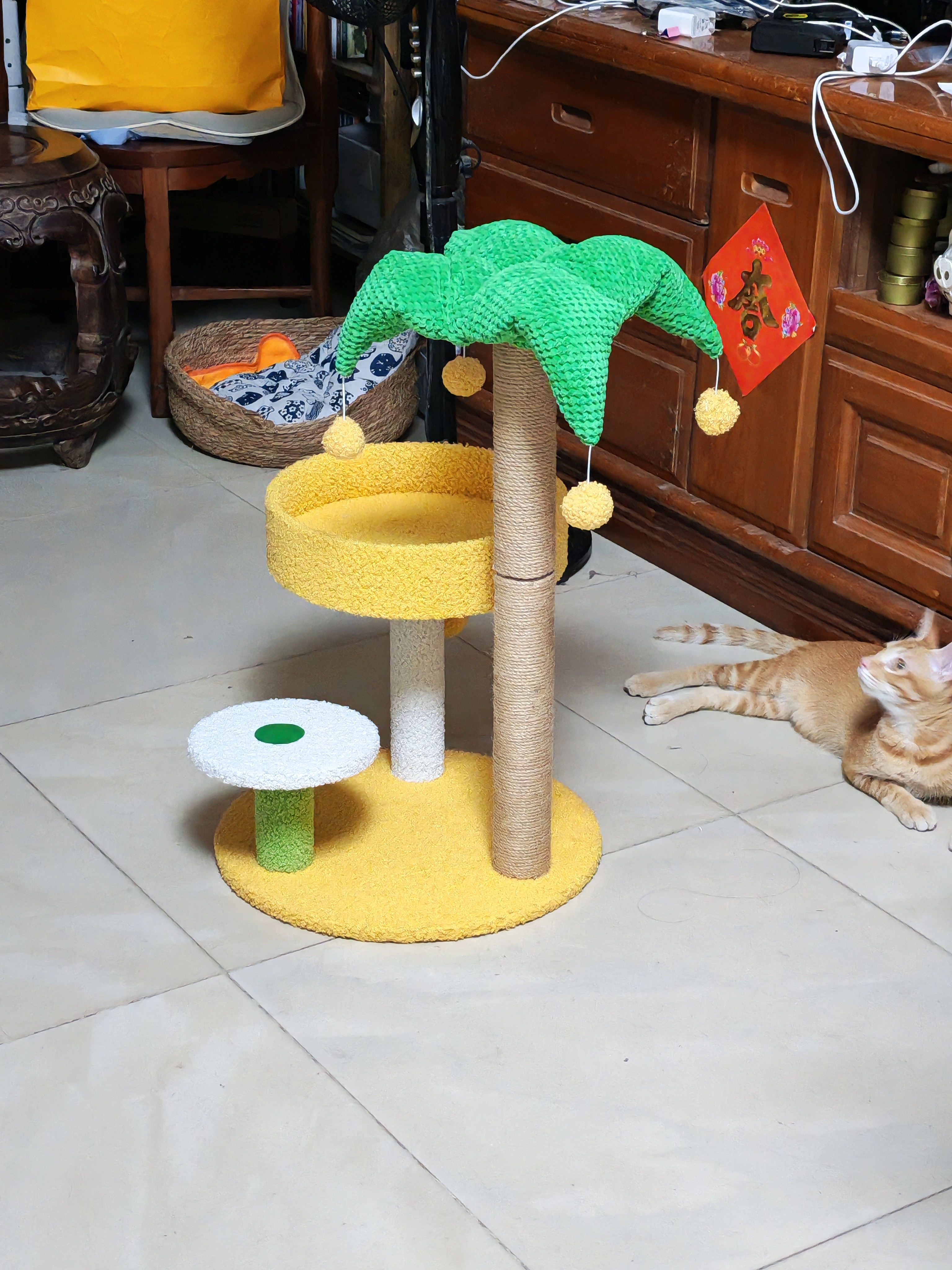 喵仙儿猫爬架一体猫窝多层跳台剑麻猫抓柱猫抓板小型椰树猫玩具 实拍图