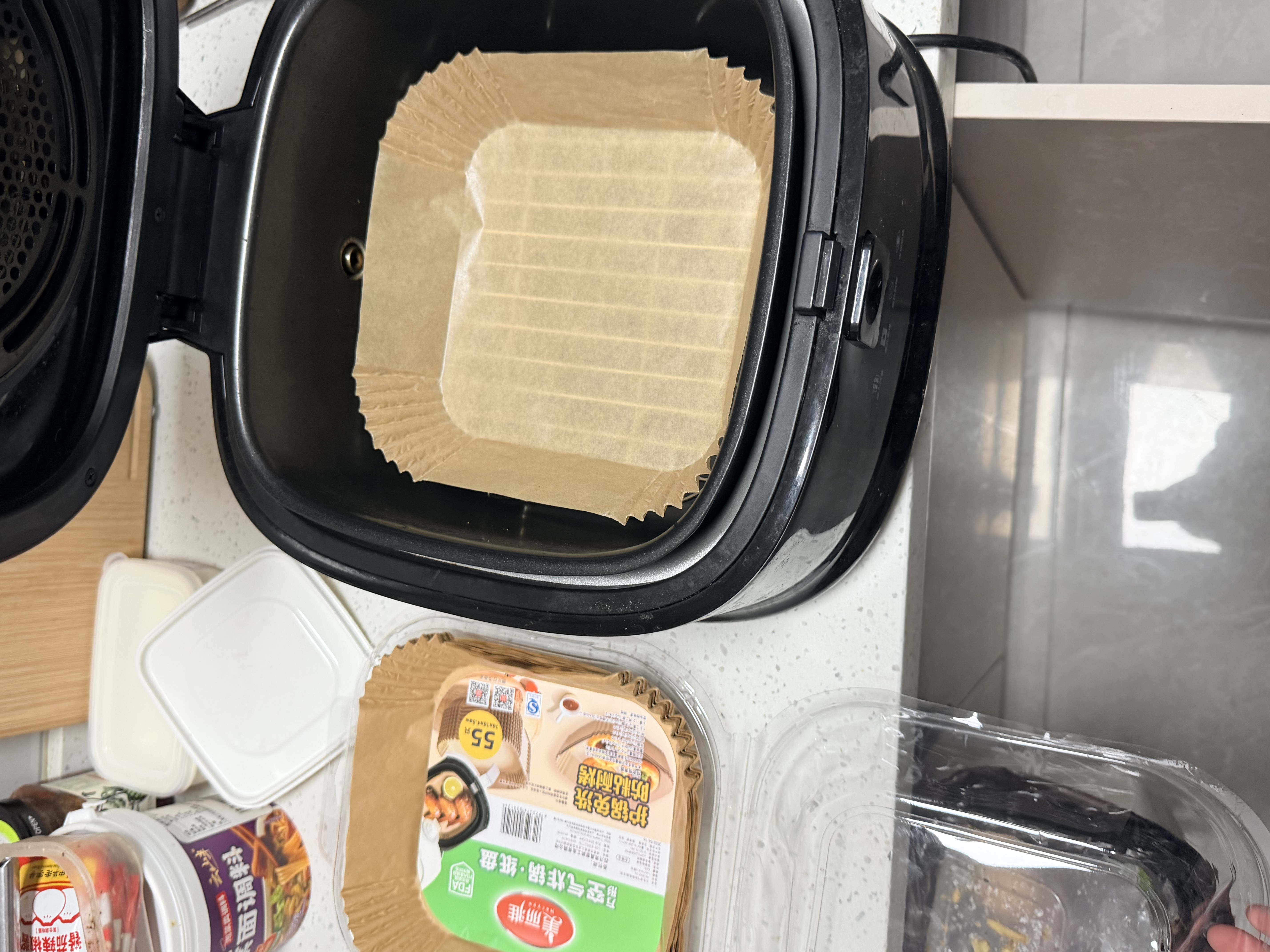 美丽雅空气炸锅专用垫纸55只食品级方形烤箱油纸吸油纸防漏油不易粘锅 实拍图