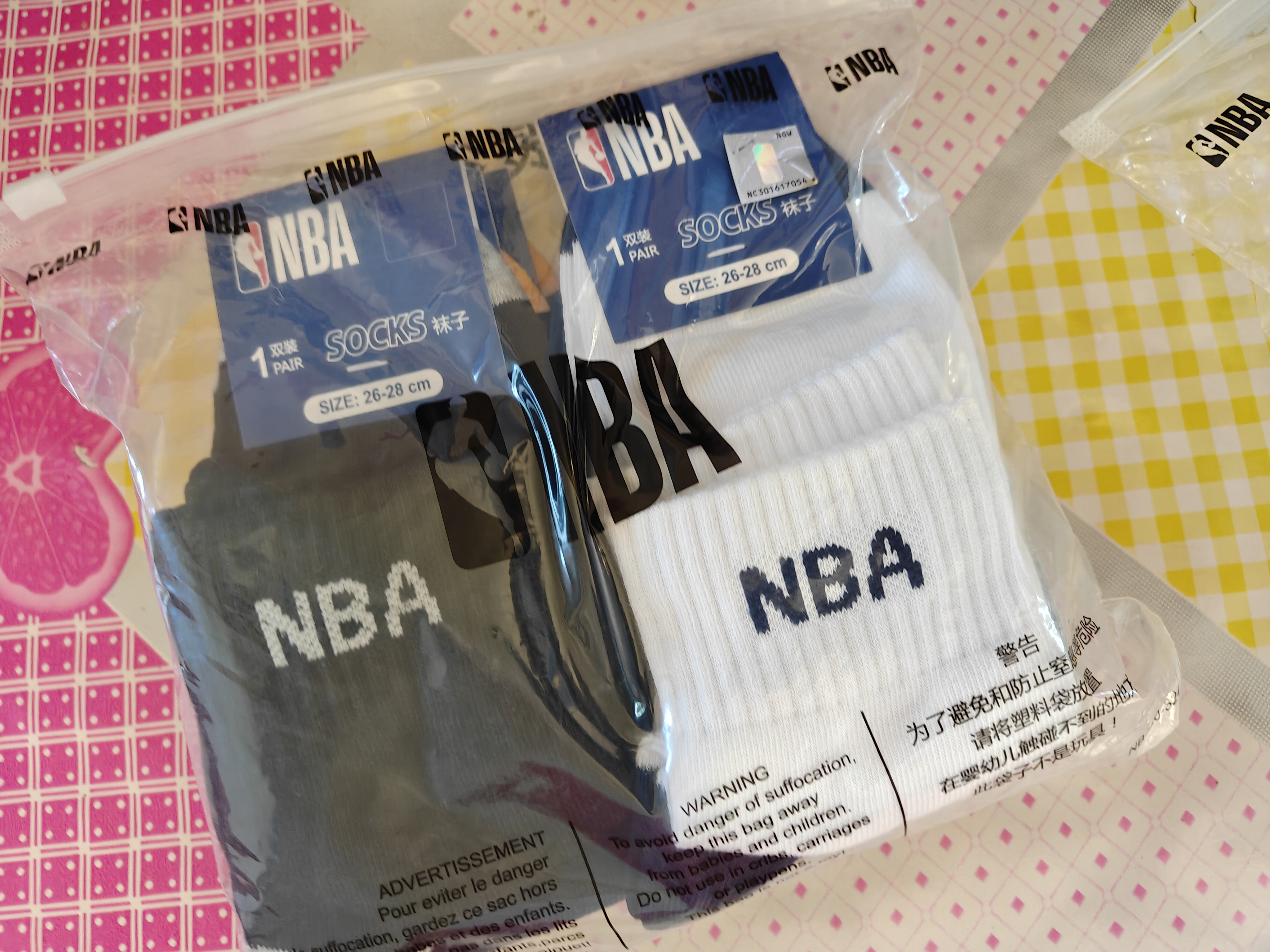 NBA袜子男士四季吸汗跑步运动袜抗菌防臭商务休闲中筒棉袜6双 实拍图