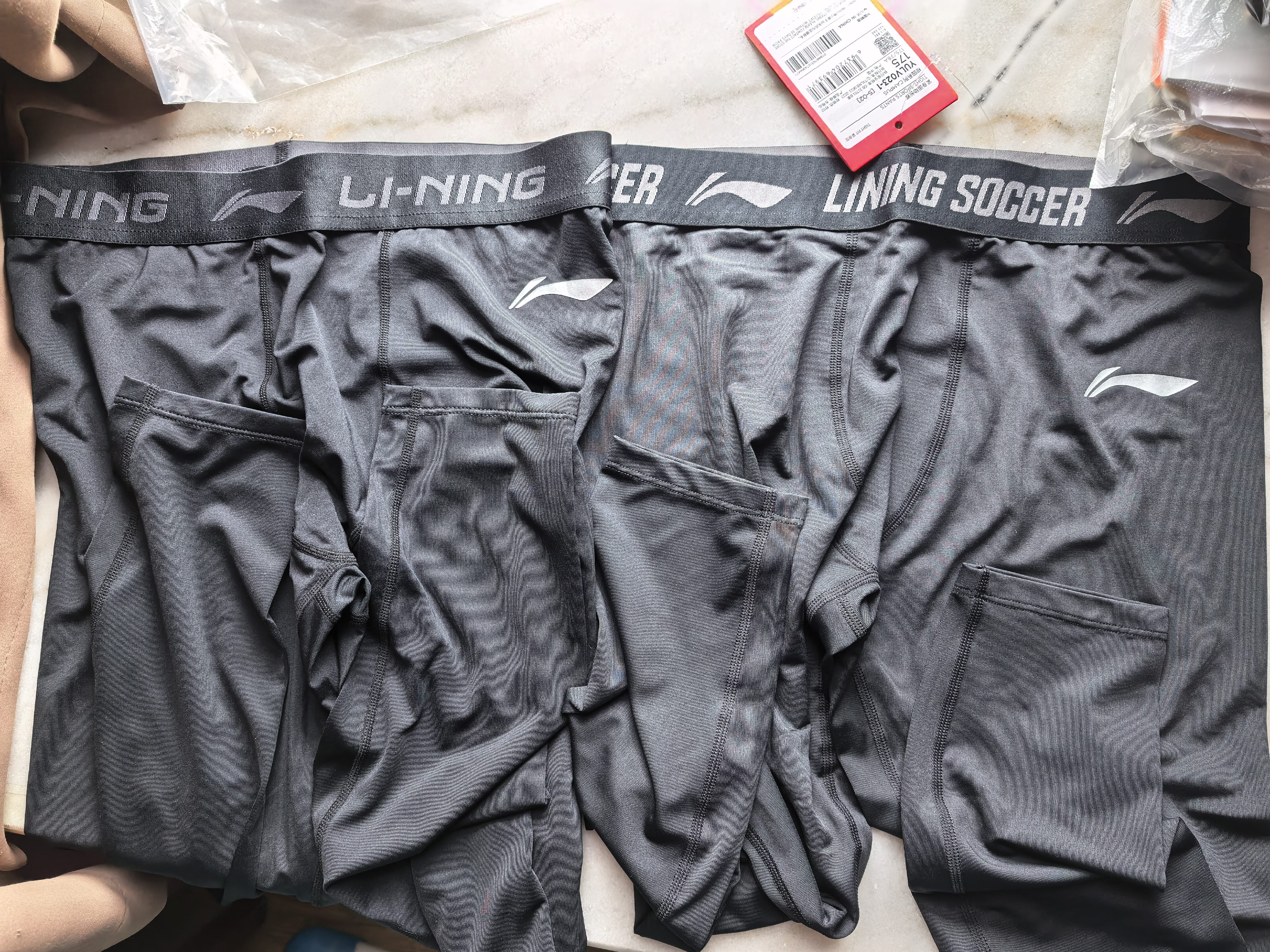 李宁（LI-NING）紧身裤男士跑步压缩裤运动速干高弹篮球打底健身训练鲨鱼裤黑色 实拍图