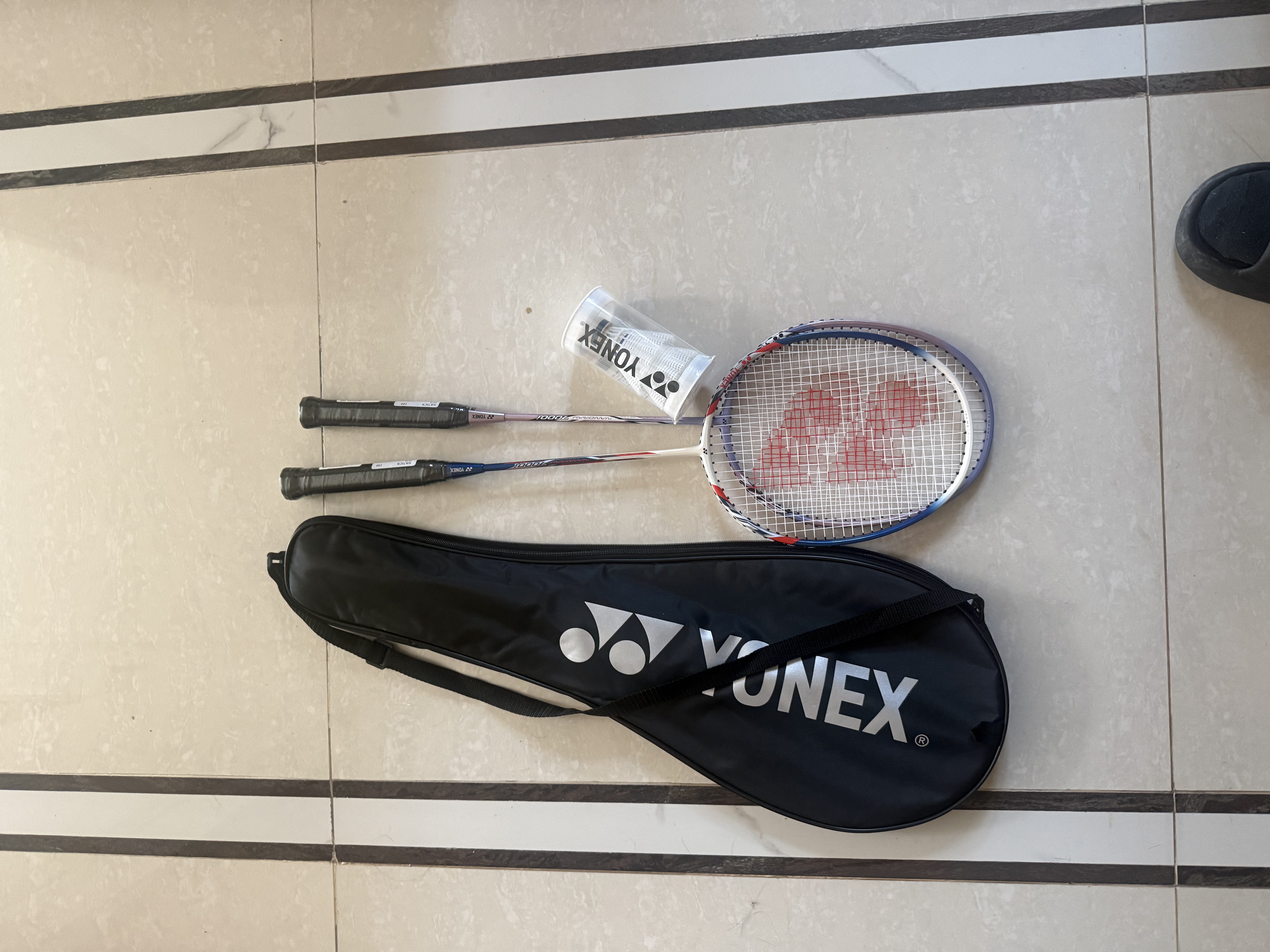 尤尼克斯（YONEX）羽毛球拍对拍碳素中杆锐速训练NR7I藏青/薰衣草已穿线附球+手胶 实拍图