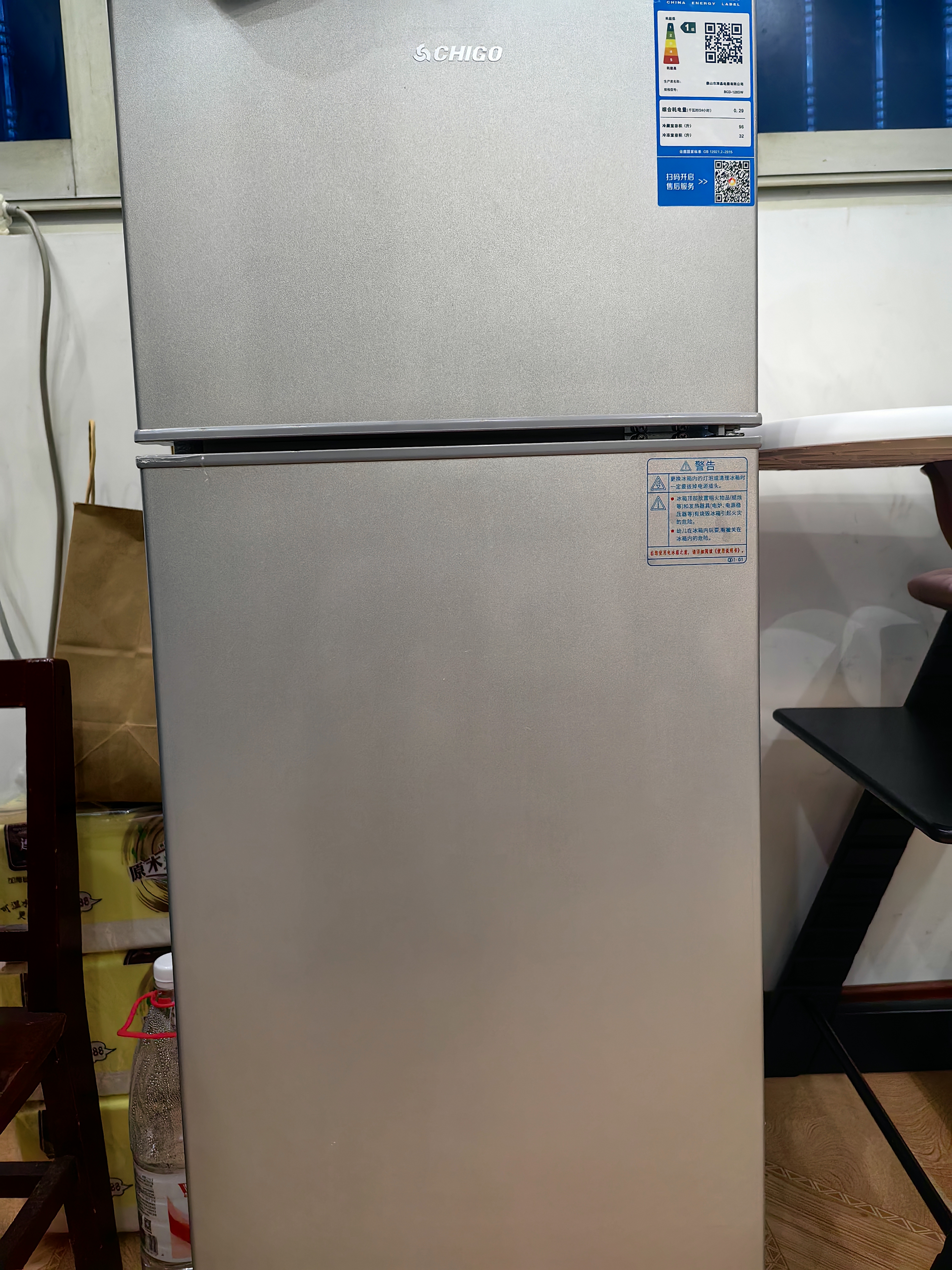 志高（CHIGO）小冰箱迷你小型家用冷藏冷冻两用宿舍出租房用双门办公室电冰箱节能省电 【铜管速冷】158银色【全国联保丨节能省电】 实拍图