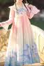 安妮优儿（Anneyol）汉服女童秋款2025新款古风连衣裙女孩唐装儿童超仙古装裙子春秋 粉红色 130 实拍图