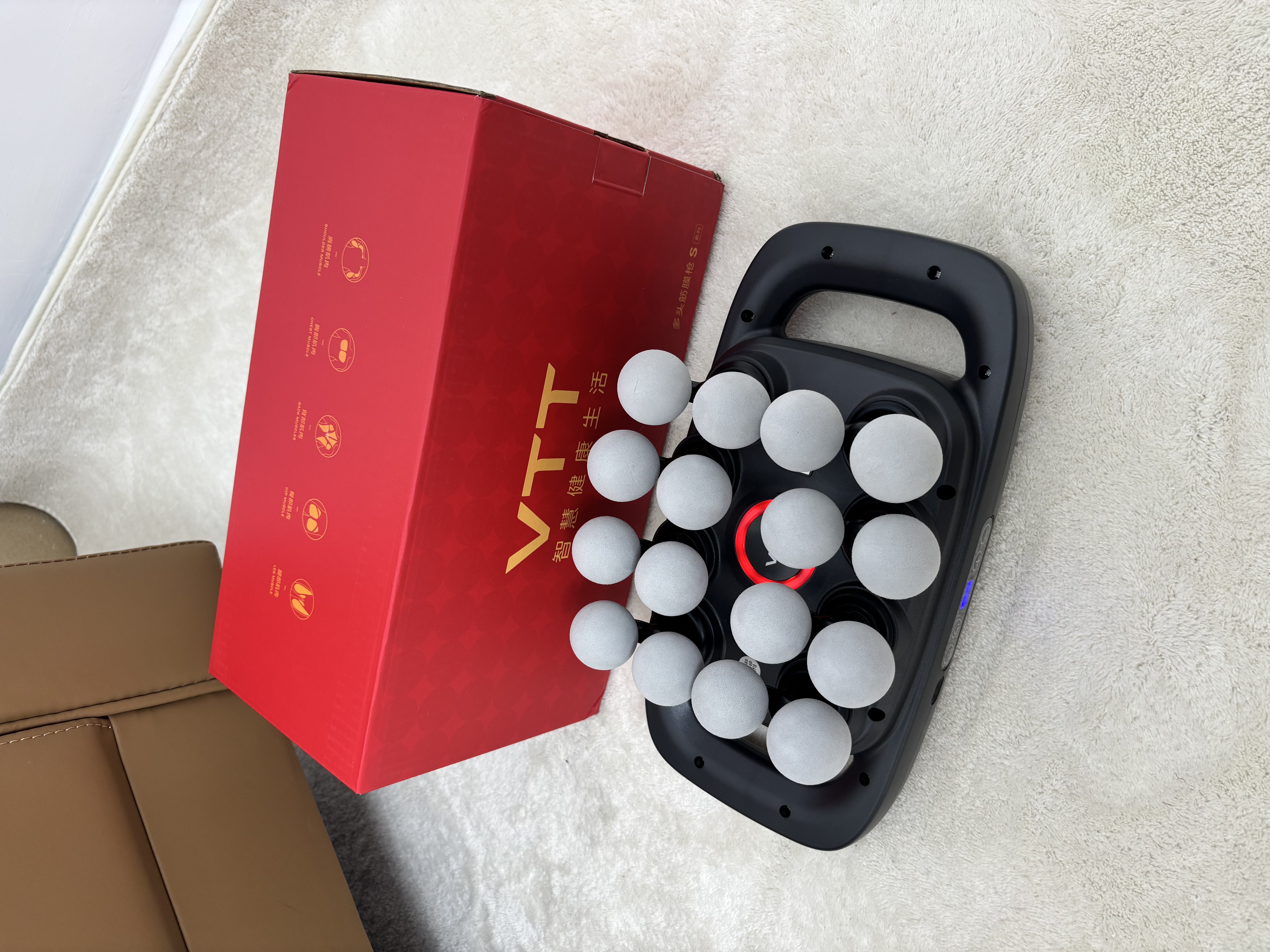 VTT大力金刚指十六头筋膜枪按摩器肩颈腰背多功能全自动揉捏腿部全身肌肉颈膜小腿仪中秋节礼物国庆 【16头顶配款】30档+动力锂电池+品牌电机灰 实拍图