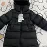 保姆鹅 【风墙】儿童羽绒服宝宝中长款护脸厚款外套保暖童装[NG2664] 炭黑 100 实拍图