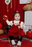 G.duck小黄鸭女童套装春秋款连衣裙周岁女宝宝公主裙礼服儿童秋冬两件套 红色春秋套装（花朵款夹子） 90 尺码1~2岁【 80-90cm】 实拍图