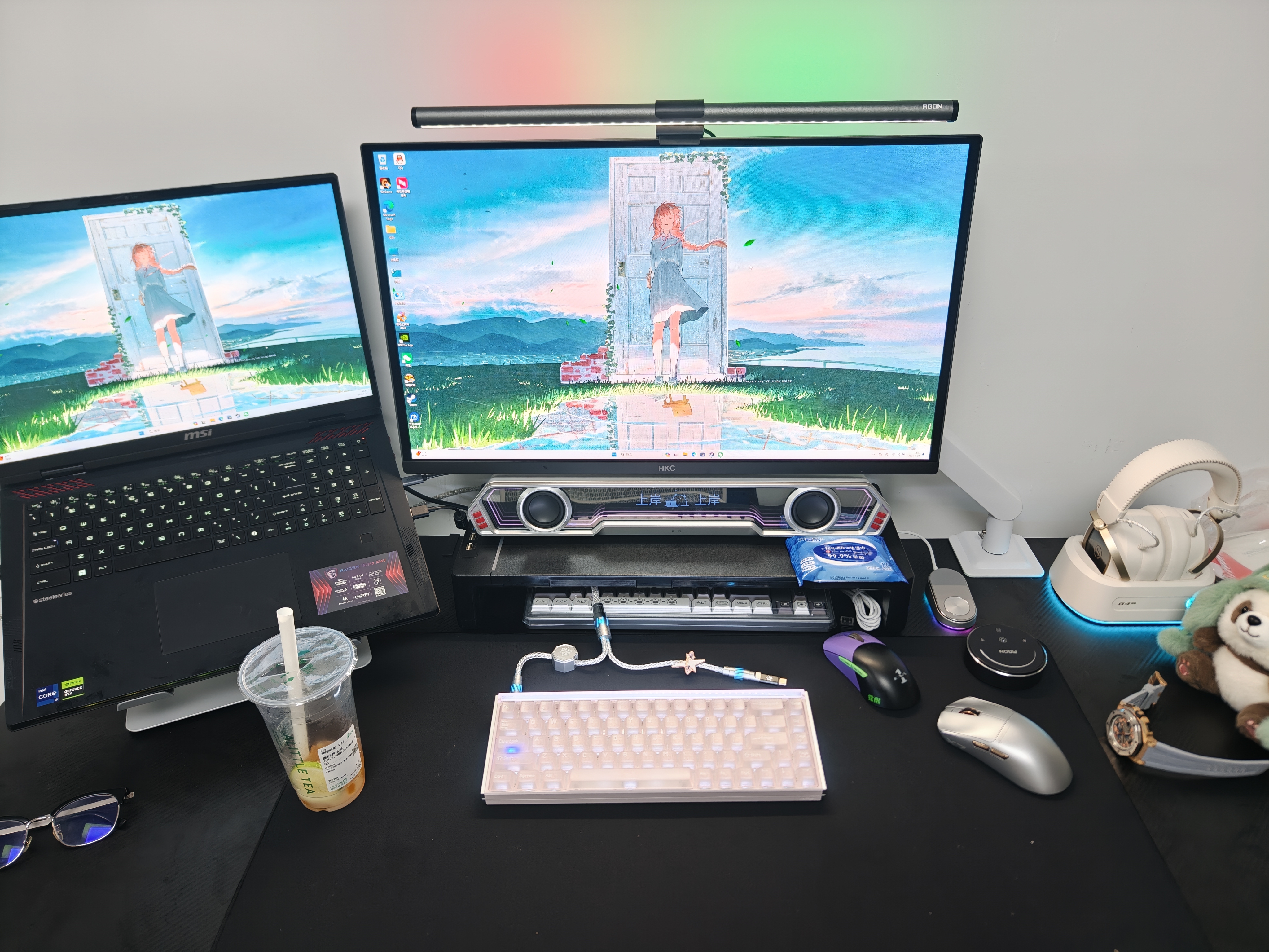 AOC显示器支架 AM400PLUS升级款 双安装夹持穿孔 不沉头旋转升降增高架 显示器机械臂 电脑支架AM402W 实拍图