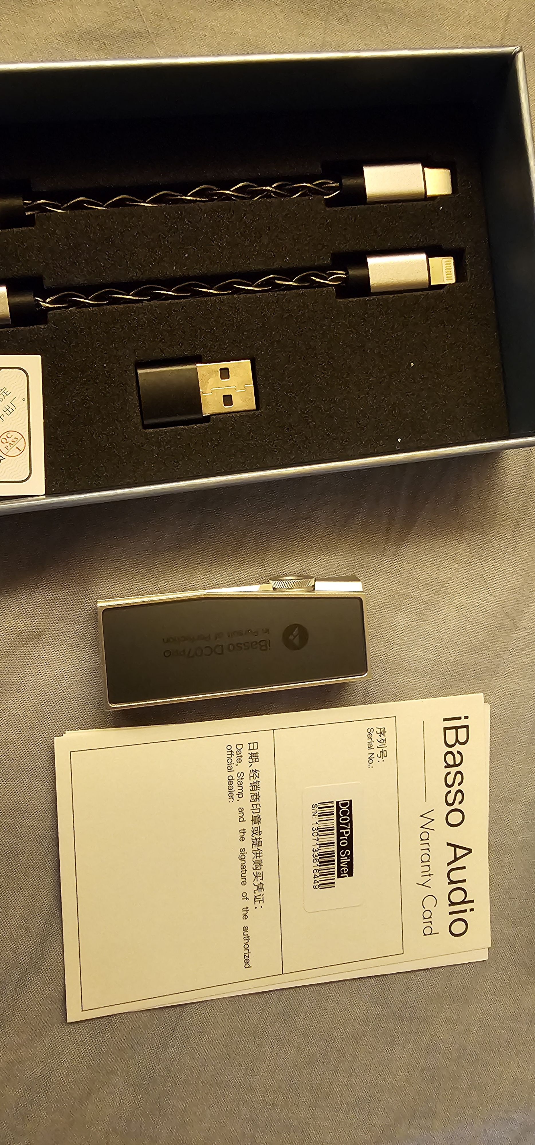 iBasso艾巴索DC07PRO平衡解码耳放4.4平衡3.5插孔TYPEC可换线HIFI便携安卓电脑小尾巴转接线银色 实拍图