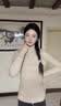 斐特玛秋冬加绒毛衣女加厚一体绒内搭半高领套头打底针织衫保暖上衣 燕麦色（一体绒） 加厚 M 实拍图