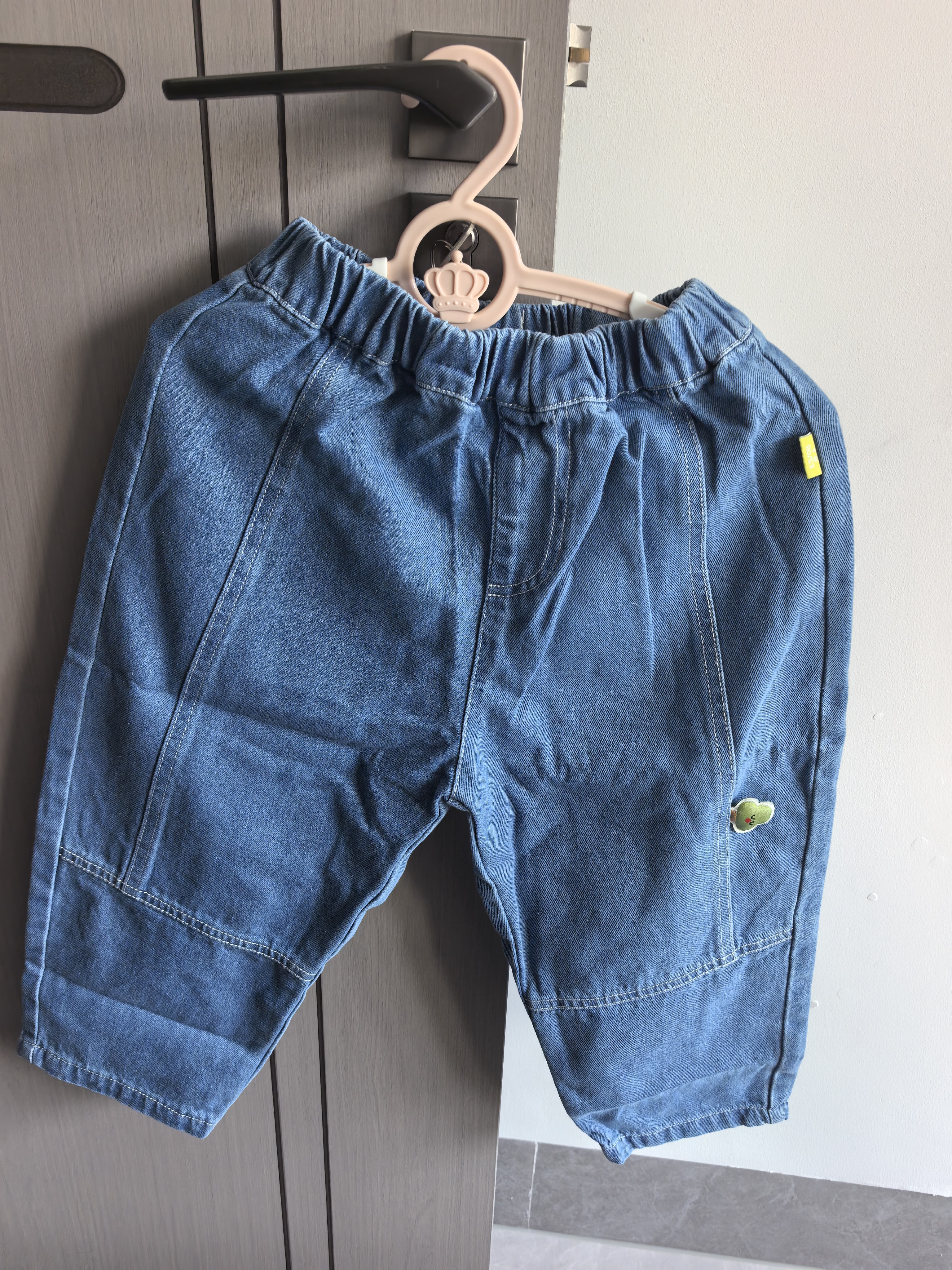 嘟嘟家[软牛仔]儿童牛仔裤秋季宝宝长裤男童裤子女童休闲裤 蓝色 110 实拍图