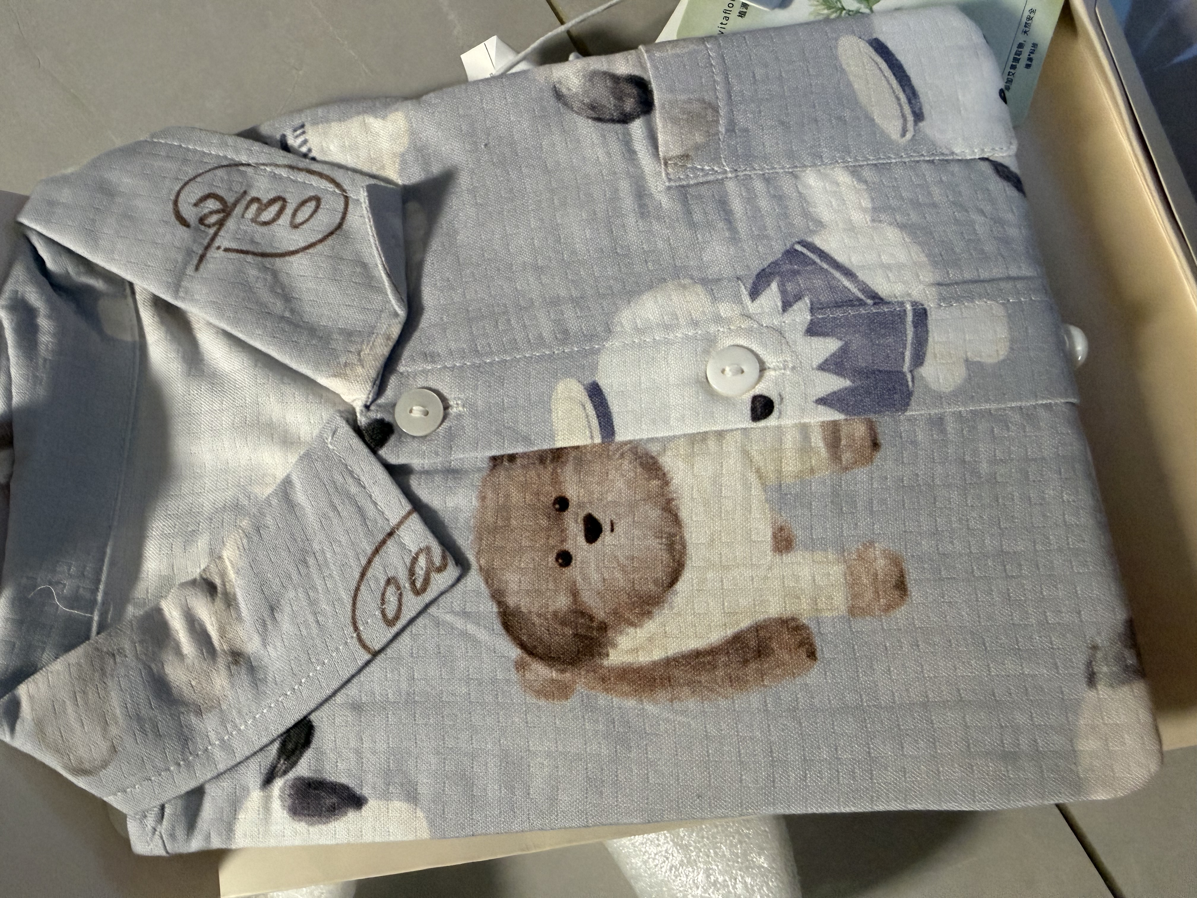 OAK FAMILY儿童家居服纱布短袖套装夏季男孩女孩亲子睡衣 狗狗派对-儿童款 120 cm （建议身高：110~120cm) 晒单实拍图
