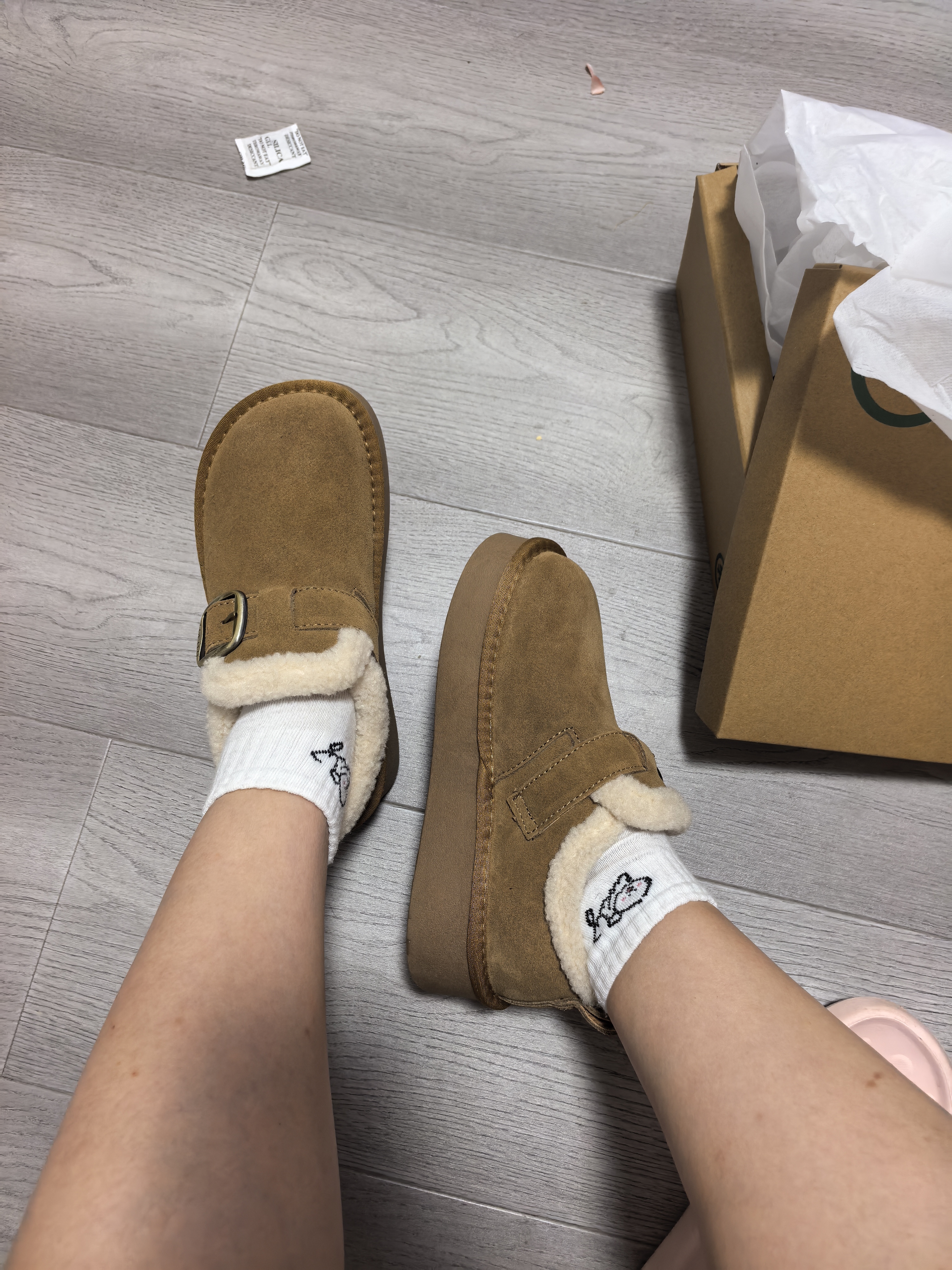 百思图26冬牛皮厚底毛毛鞋雪地靴加绒保暖女棉鞋N2539DM5 实拍图