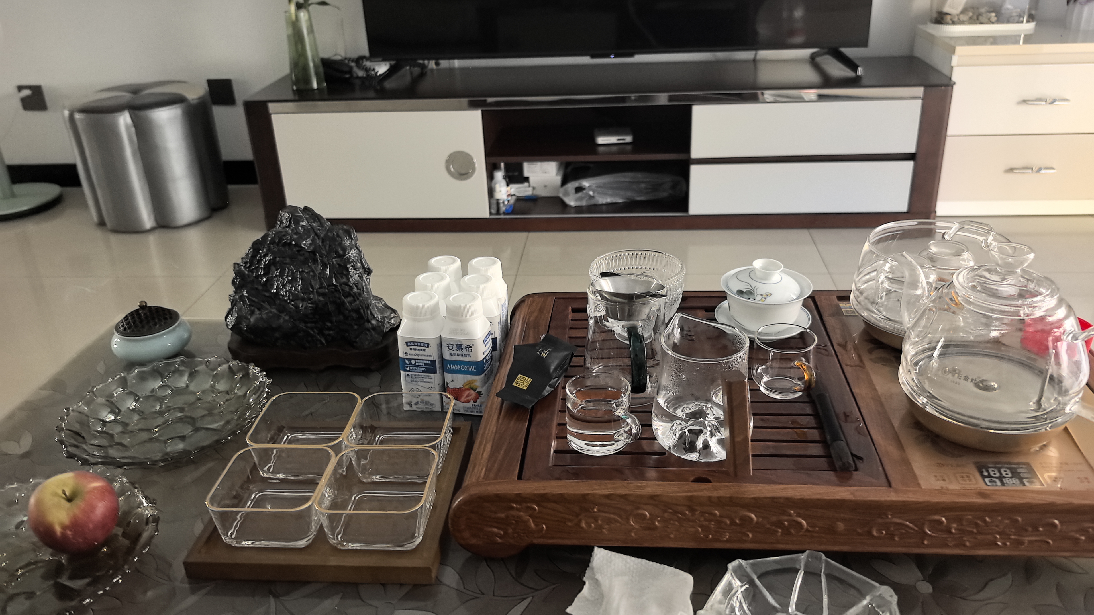 格娜斯 玻璃水果盘客厅复古轻奢创意零食分格干果盘北欧ins点心糖果盘 实拍图