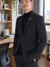 罗蒙（ROMON）2026春秋季新款休闲西装外套男高级感修身商务西服毛呢上衣单件 黑灰色 XL 135-150斤 实拍图