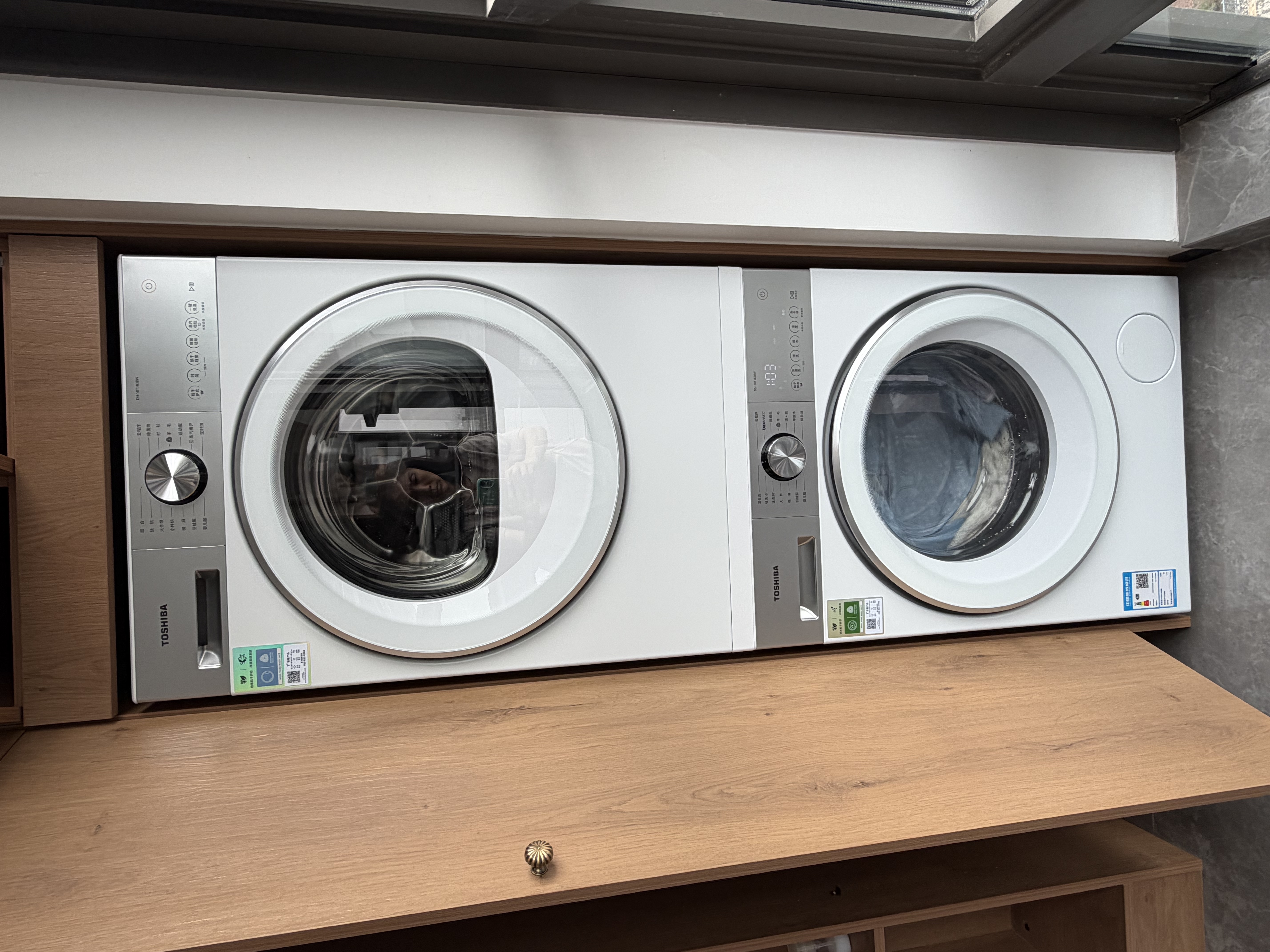 东芝（TOSHIBA）玉兔2.0高奢洗烘套装 全自动滚筒洗衣机家用+变频热泵烘干机 一级能效省电DG-10T183BW+183 实拍图