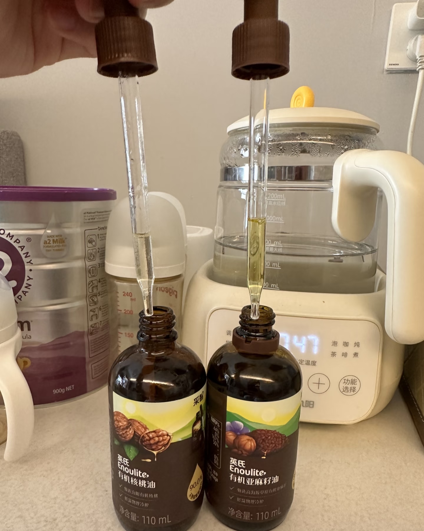 爷爷的农场有机核桃油辅食用油110ml 凉拌热炒 送宝宝婴幼儿辅食6-12月食谱 实拍图