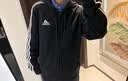 adidas休闲三条纹毛圈布连帽夹克早秋外套卫衣女装阿迪达斯轻运动   黑色/白   S 实拍图