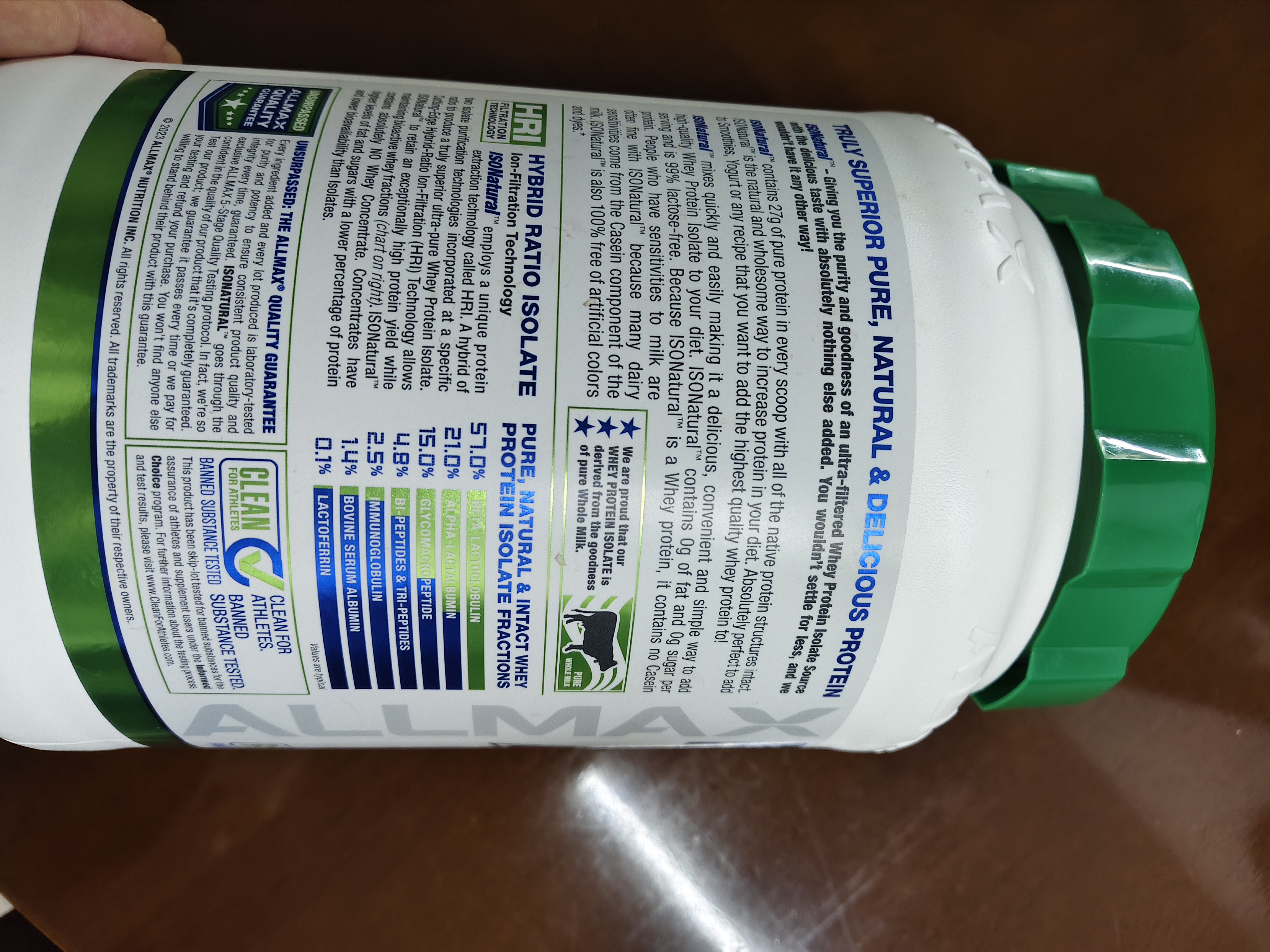 ALLMAX蛋白粉 天然萃取0添加 分离乳清蛋白粉健身增肌美国原装进口 【原味】 907g*1罐 -93%蛋白质含量 实拍图