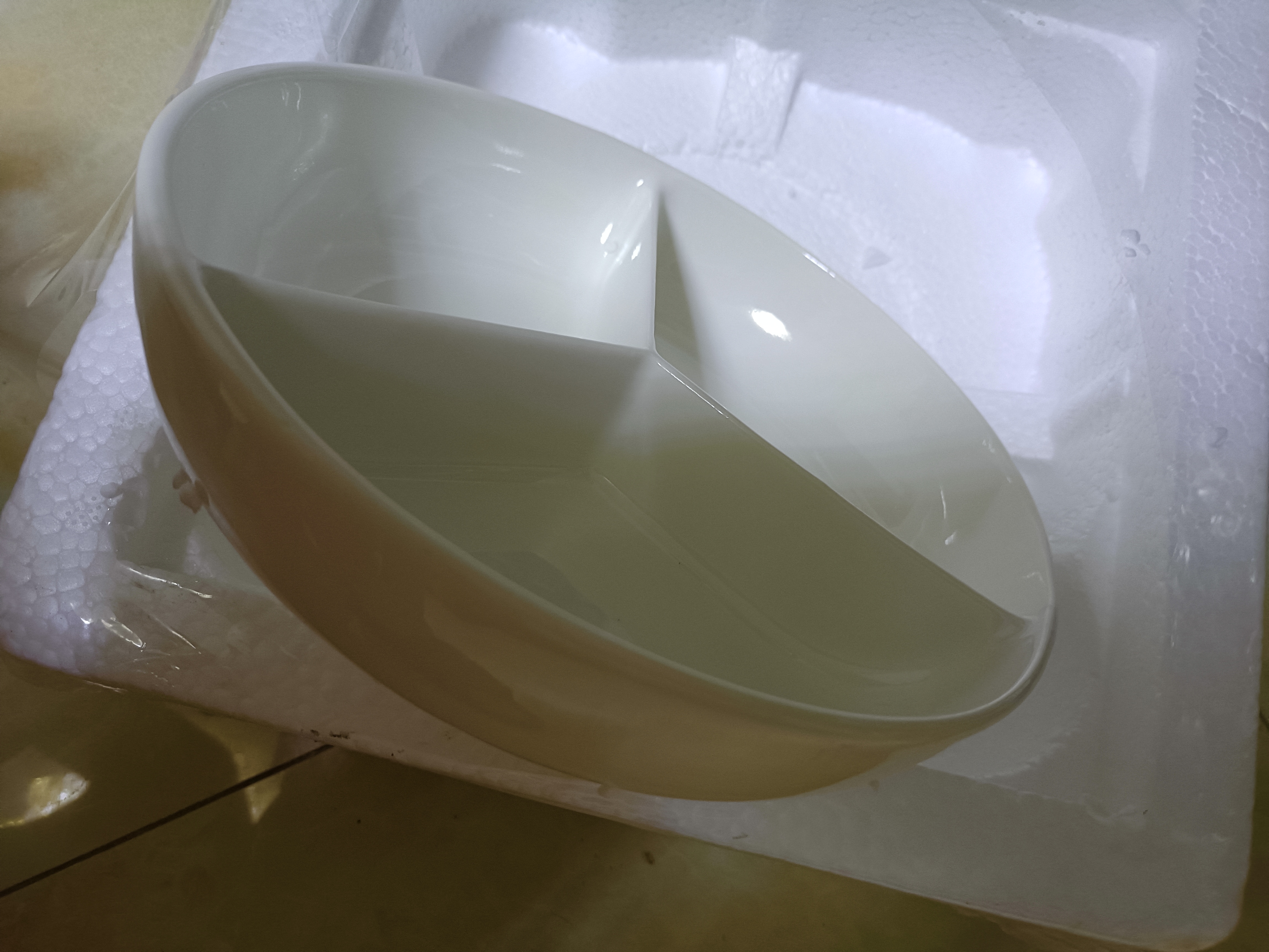 【加深盘格】三分格陶瓷餐盘全瓷蒸碗炖锅烤箱微波炉蒸盘餐具餐盘 【蒸菜一锅出】陶瓷三格盘 实拍图