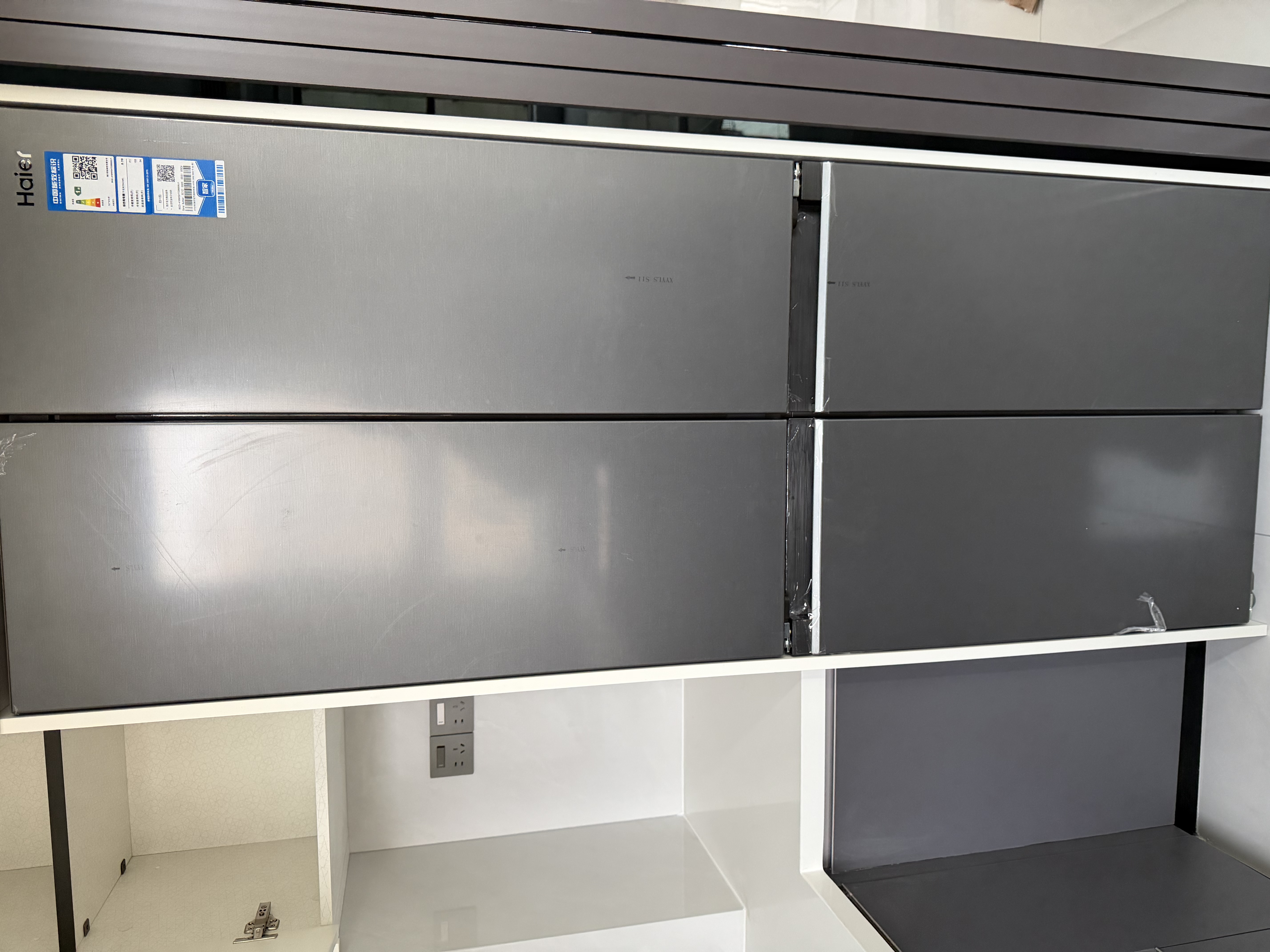 海尔「小红花系列」418L十字门母婴冰箱594mm专业超薄零嵌BCD-418WGHTDB9S9U1国家补贴 实拍图