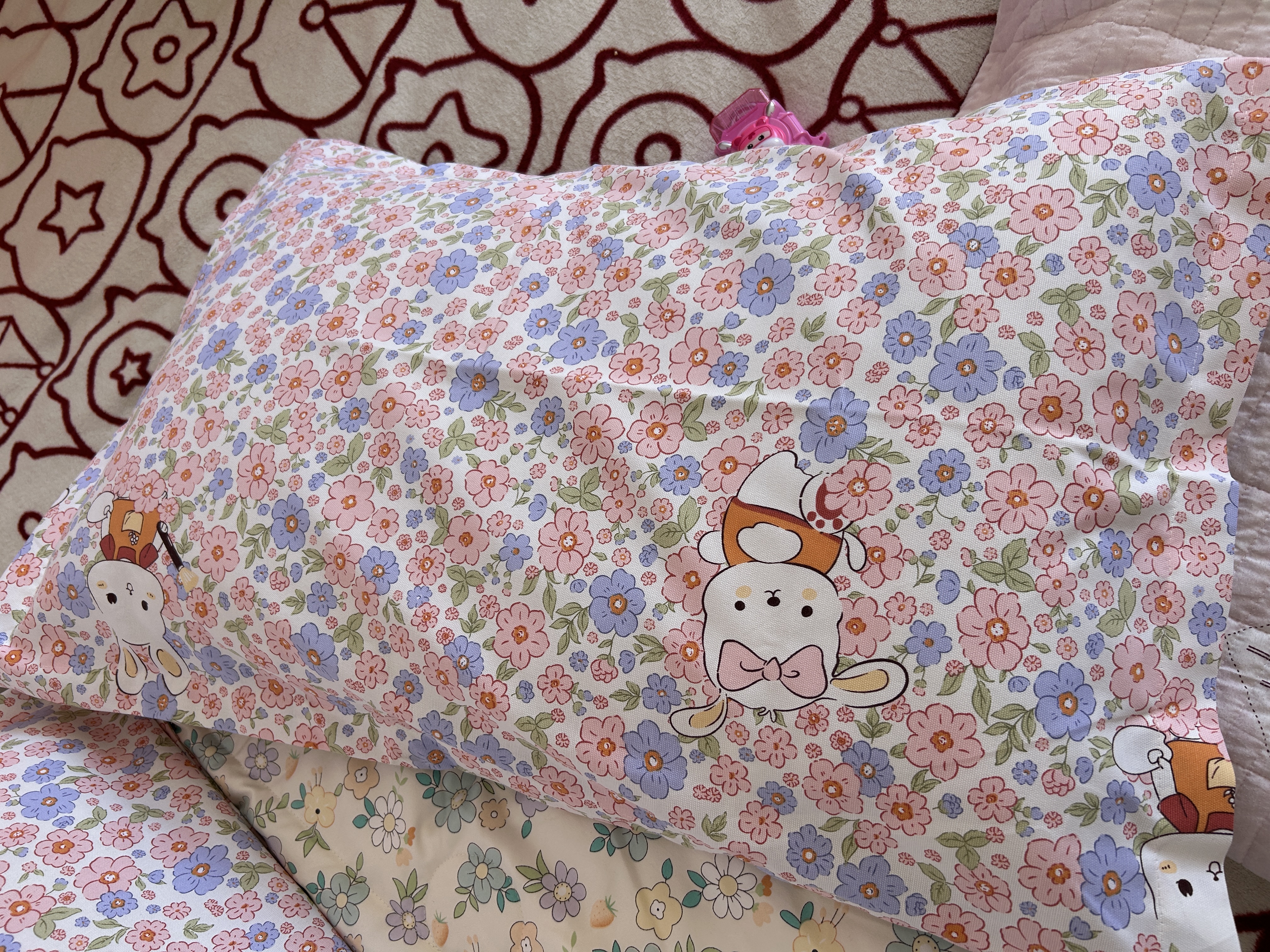 红豆老粗布枕套一对装夏季家用双人枕头套学生宿舍枕头套48x74cm繁花 实拍图