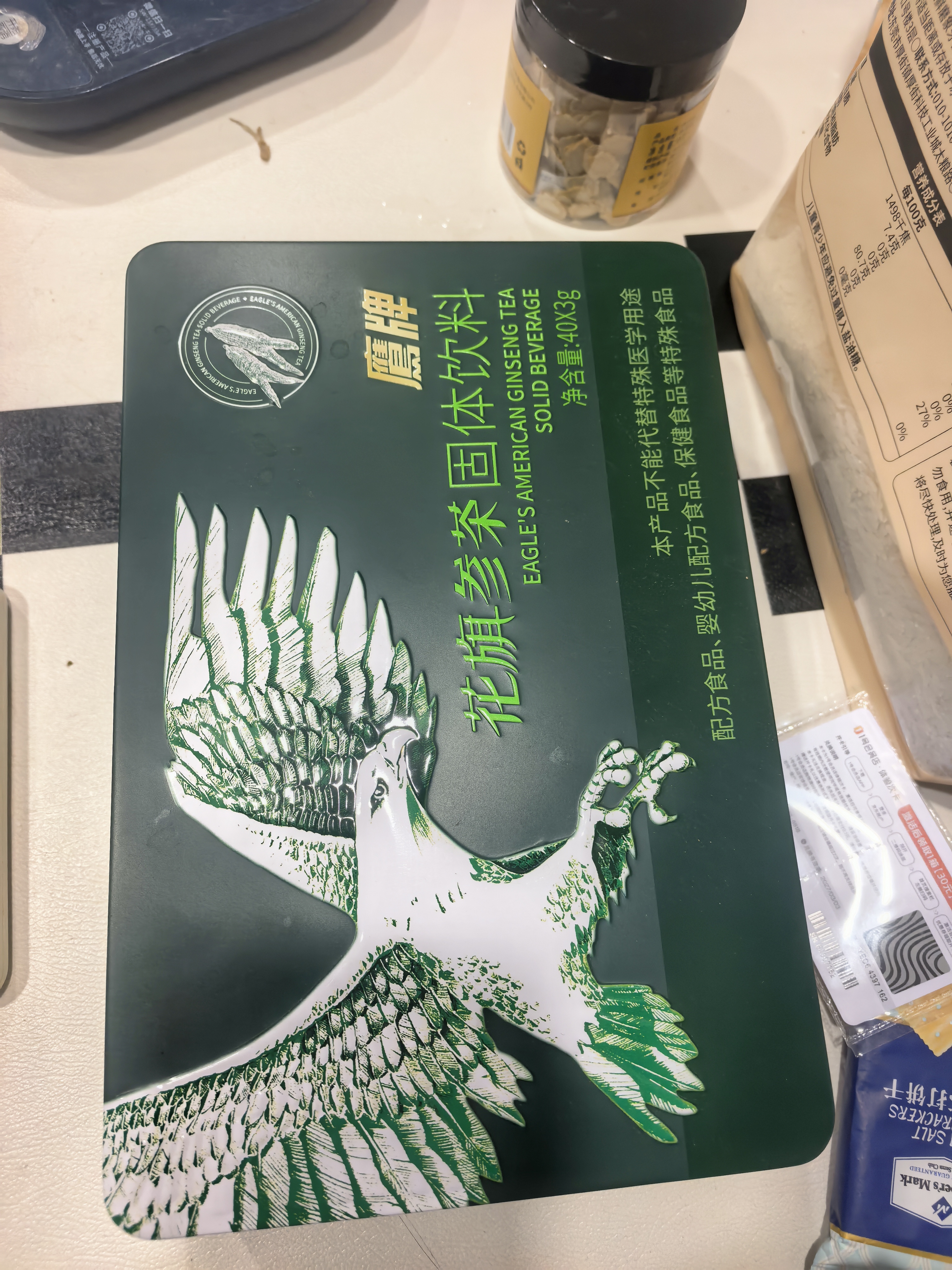 鹰牌花旗参茶固体饮料含西洋参葡萄糖成人中老年人送礼人参皂苷 40*3g 实拍图