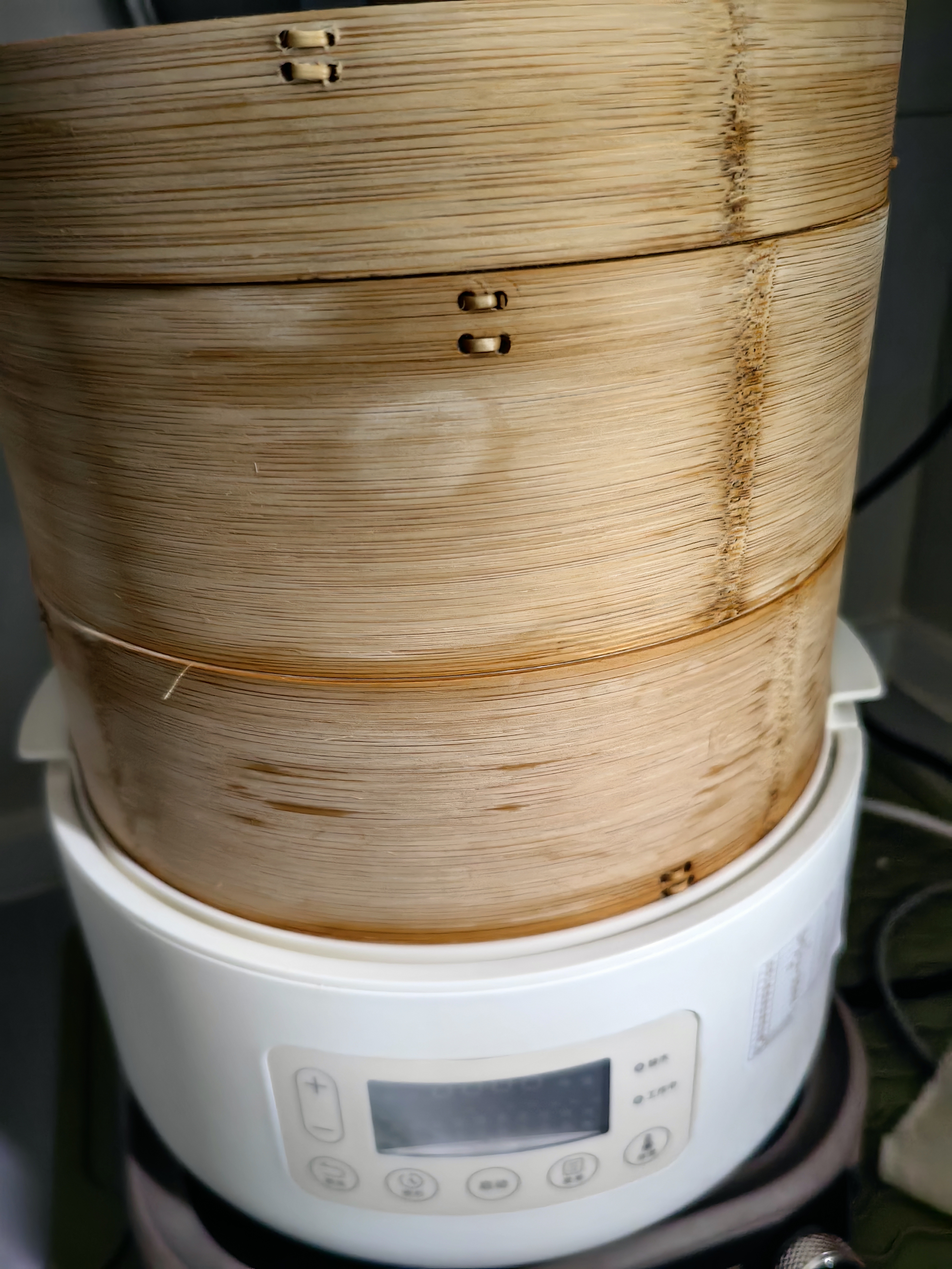 olayks立时 竹笼电蒸锅 竹木蒸笼蒸锅 早餐机多功能锅 速热家用包子可定时预约保温智能升级款 3层 实拍图