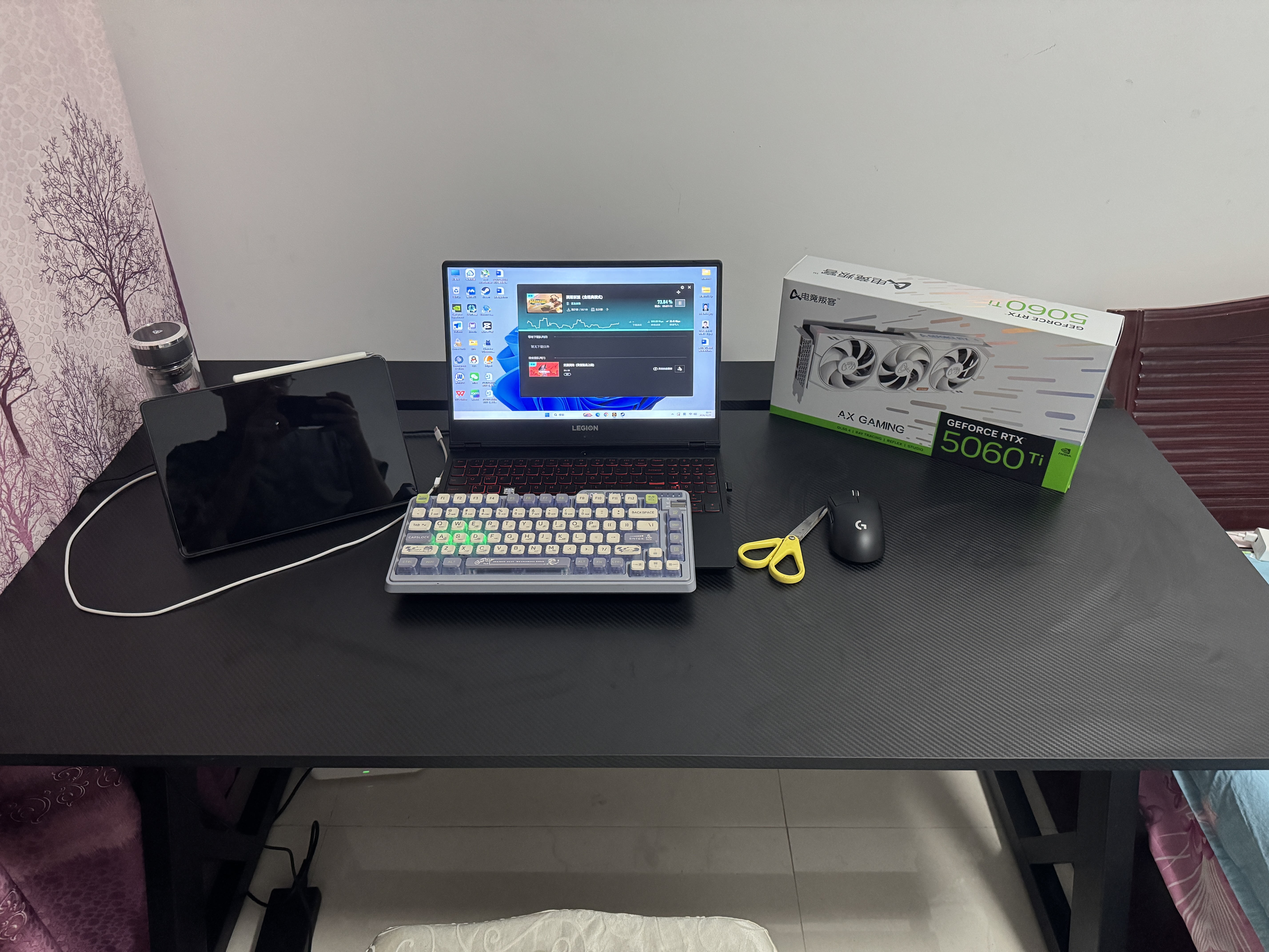 戟创AGKey-钛戟S3电竞桌台式电脑桌家用书桌可装机械臂桌子碳纤维色 【黑色标准款】进口松木芯｜ENF环保｜500KG承重｜ 140*75*75cm 二段分板 实拍图