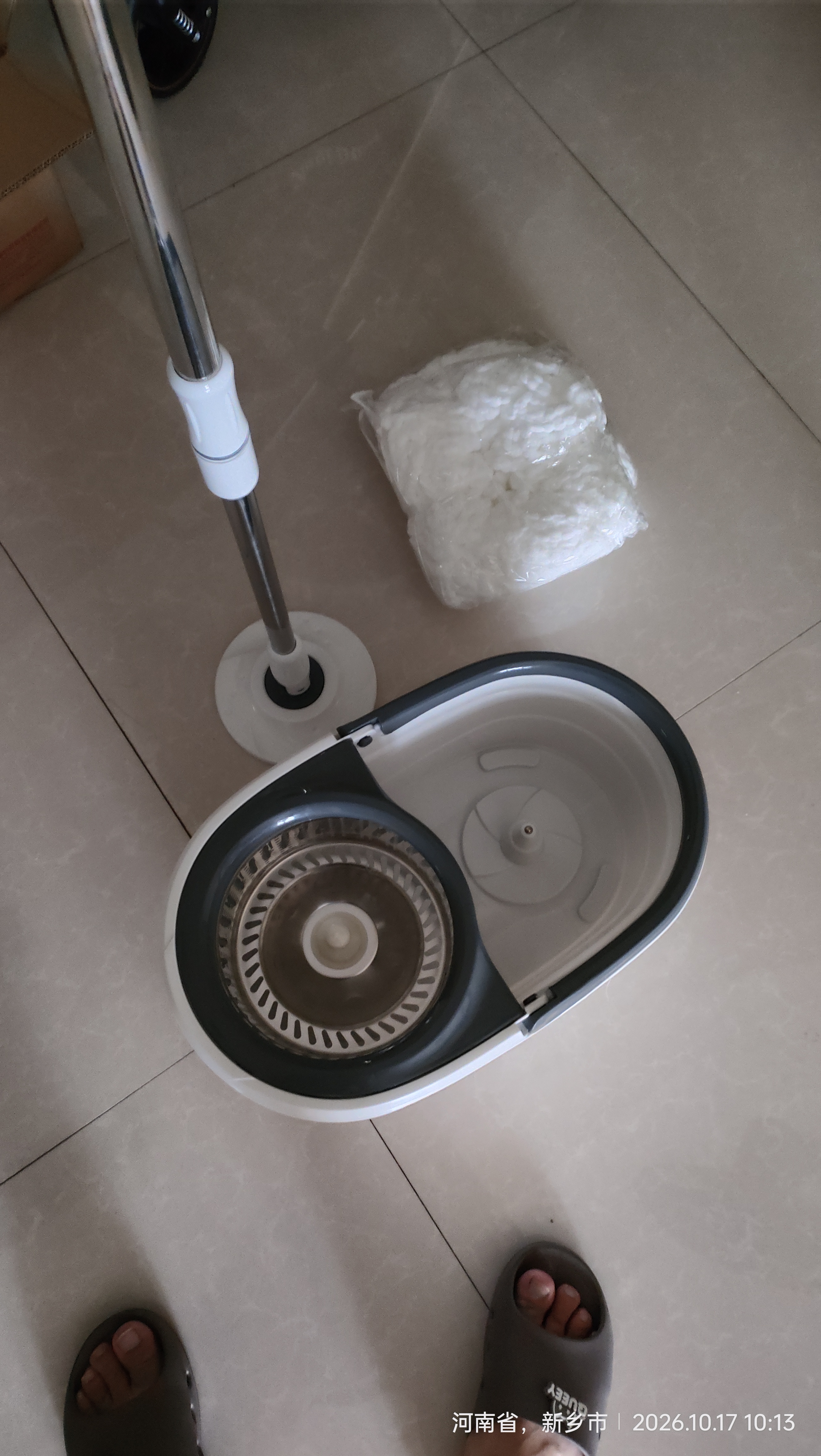 好媳妇旋转拖把38cm2个棉头 液压杆双驱动免手洗家用一拖净不锈钢篮 实拍图