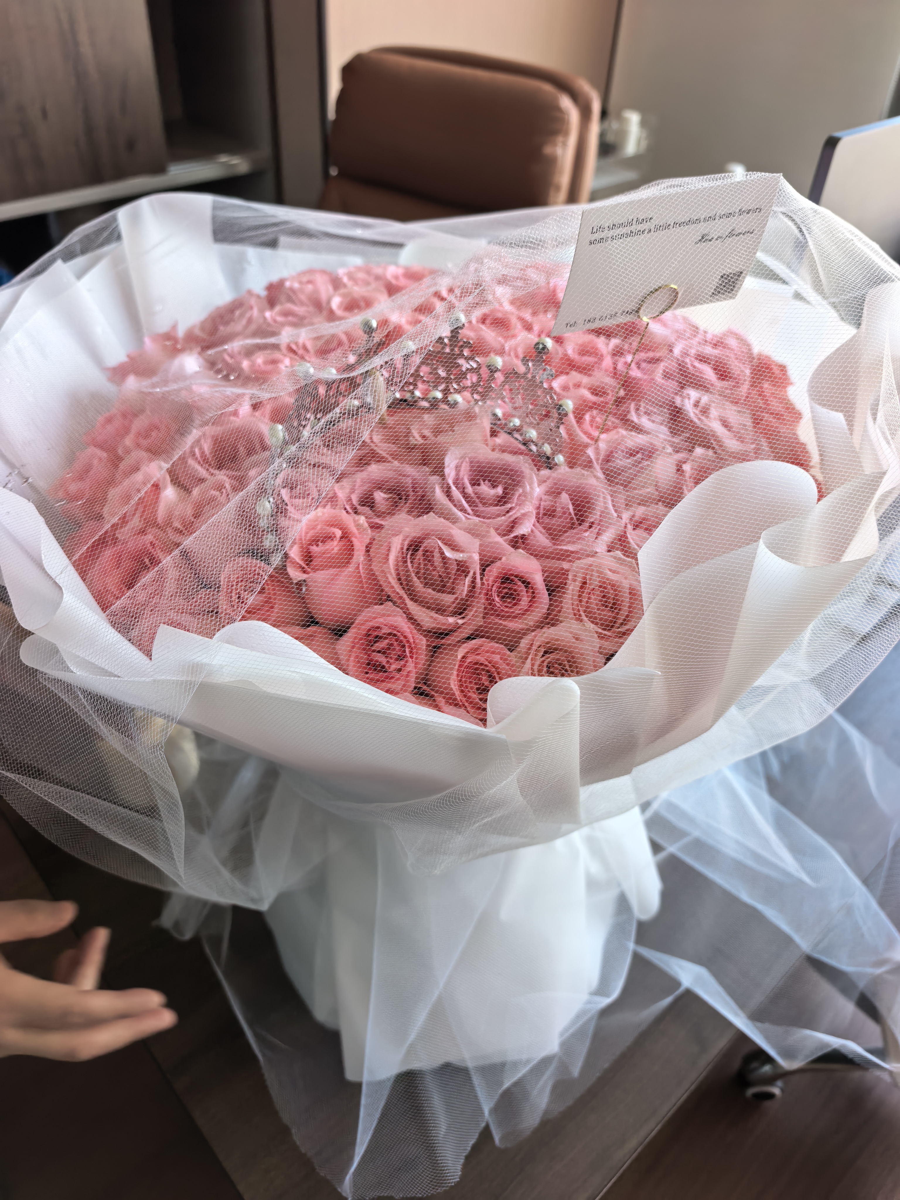 爱花居鲜花同城配送生日礼物送女友玫瑰花束表白今日达实用花礼 【王妃的爱】99支粉玫瑰|DS361 实拍图