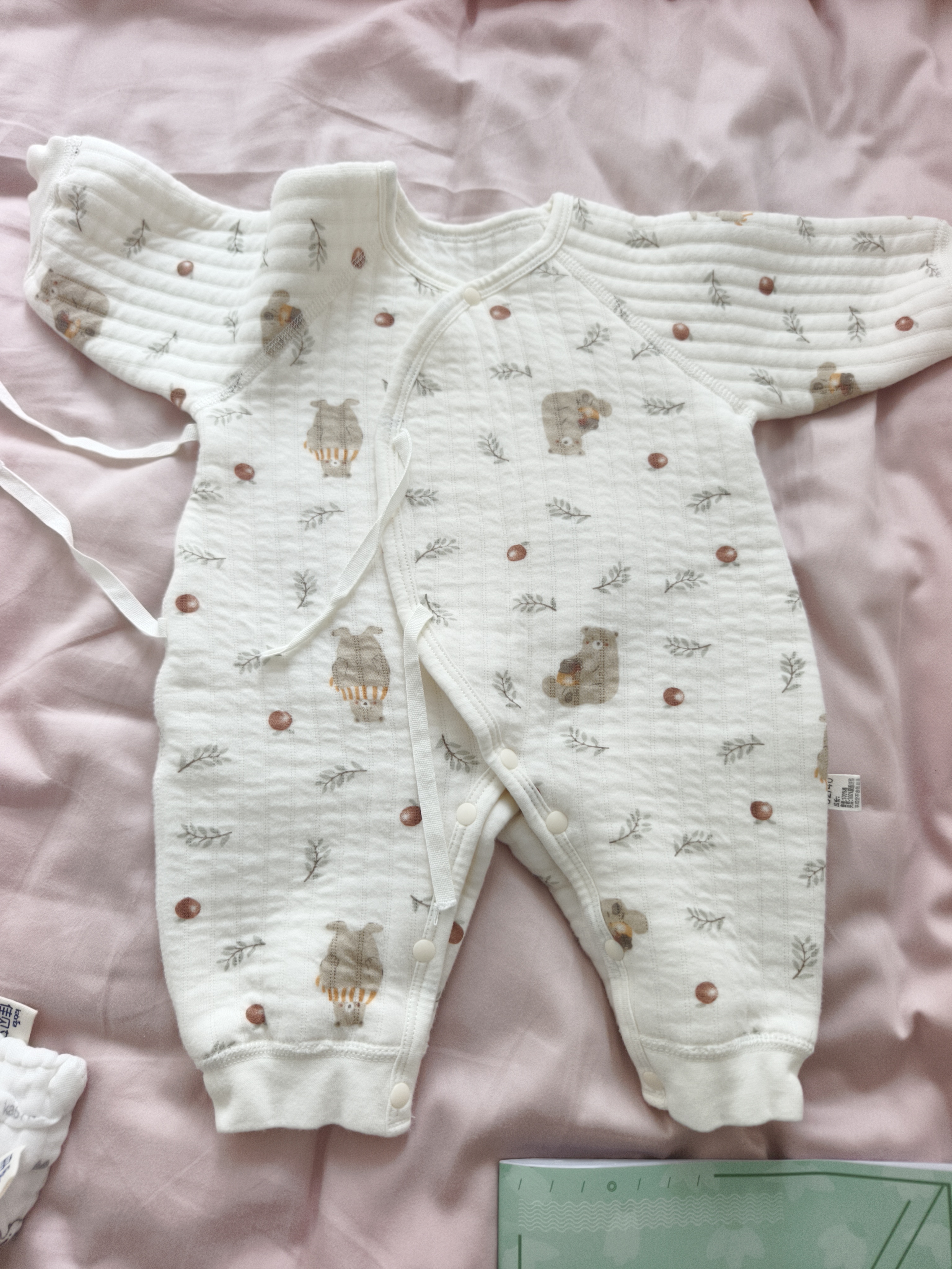 婧麒（JOYNCLEON）新生儿婴儿衣服秋冬夹棉满月纯棉初生宝宝春装连体衣a类爬服 实拍图