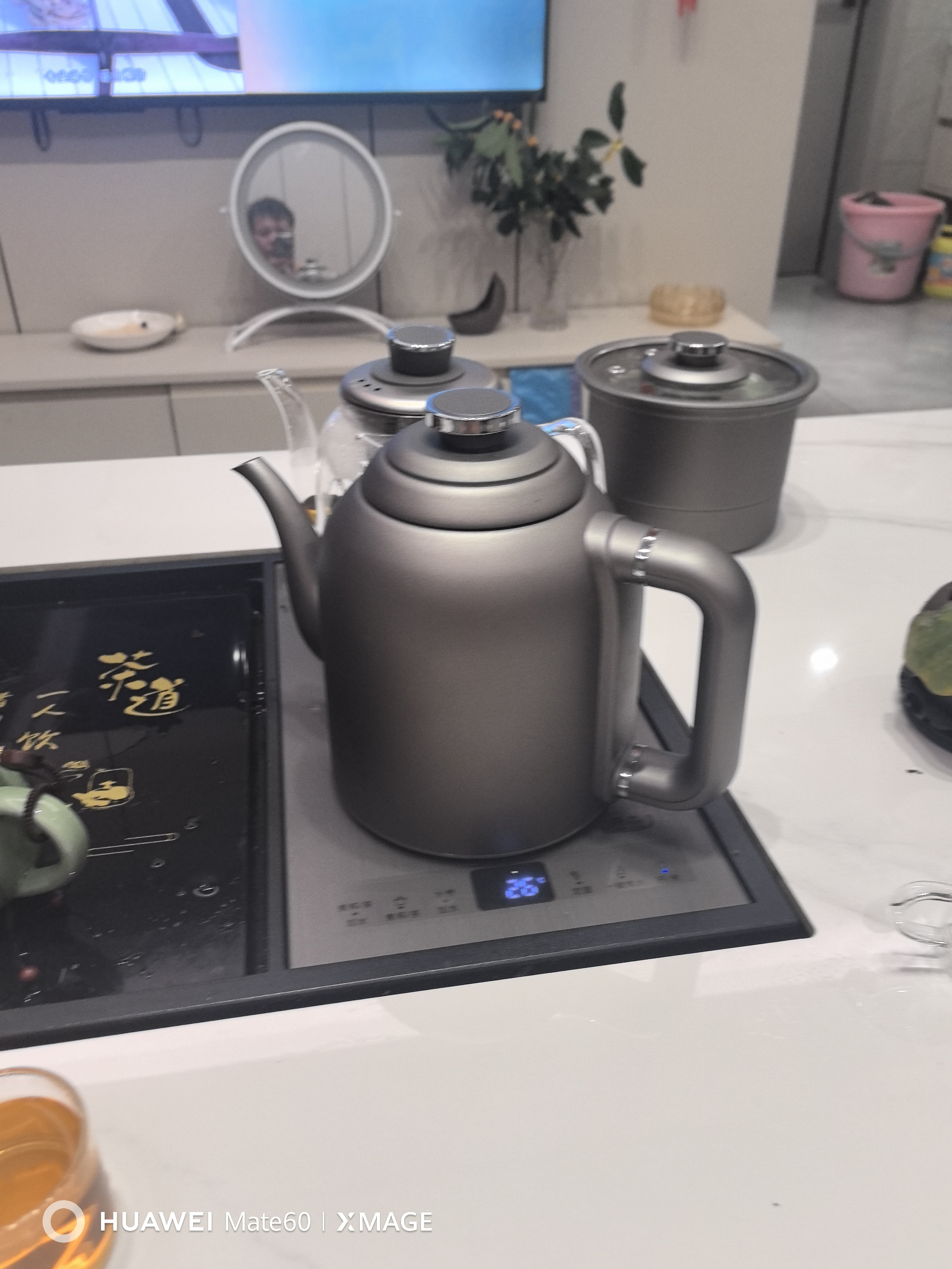 开品 全自动底部上水感应续水电热水壶 家用办公自动保温电茶炉 可嵌入式茶具套装玻璃烧水壶茶桌一体 1.5L 【臻享纯钛】20X37双上水 三壶款 实拍图