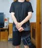 啄木鸟冰丝男士t恤夏季2026新款短袖短裤篮球服速干跑步休闲运动服套装 0858黑色套-装 XL 实拍图