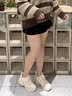 斯凯奇（Skechers）女鞋小白熊女士休闲鞋子厚底增高百搭运动软底老爹鞋女99999863 白色/海军蓝色/WNV 37.5 实拍图