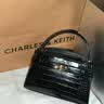 CHARLES&KEITH鳄鱼纹凯莉包手提斜挎婚包包女包生日礼物送女友CK2-50270880-1 Black黑色 S 实拍图