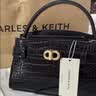 CHARLES&KEITH鳄鱼纹凯莉包手提斜挎婚包包女包生日礼物送女友CK2-50270880-1 Black黑色 S 实拍图