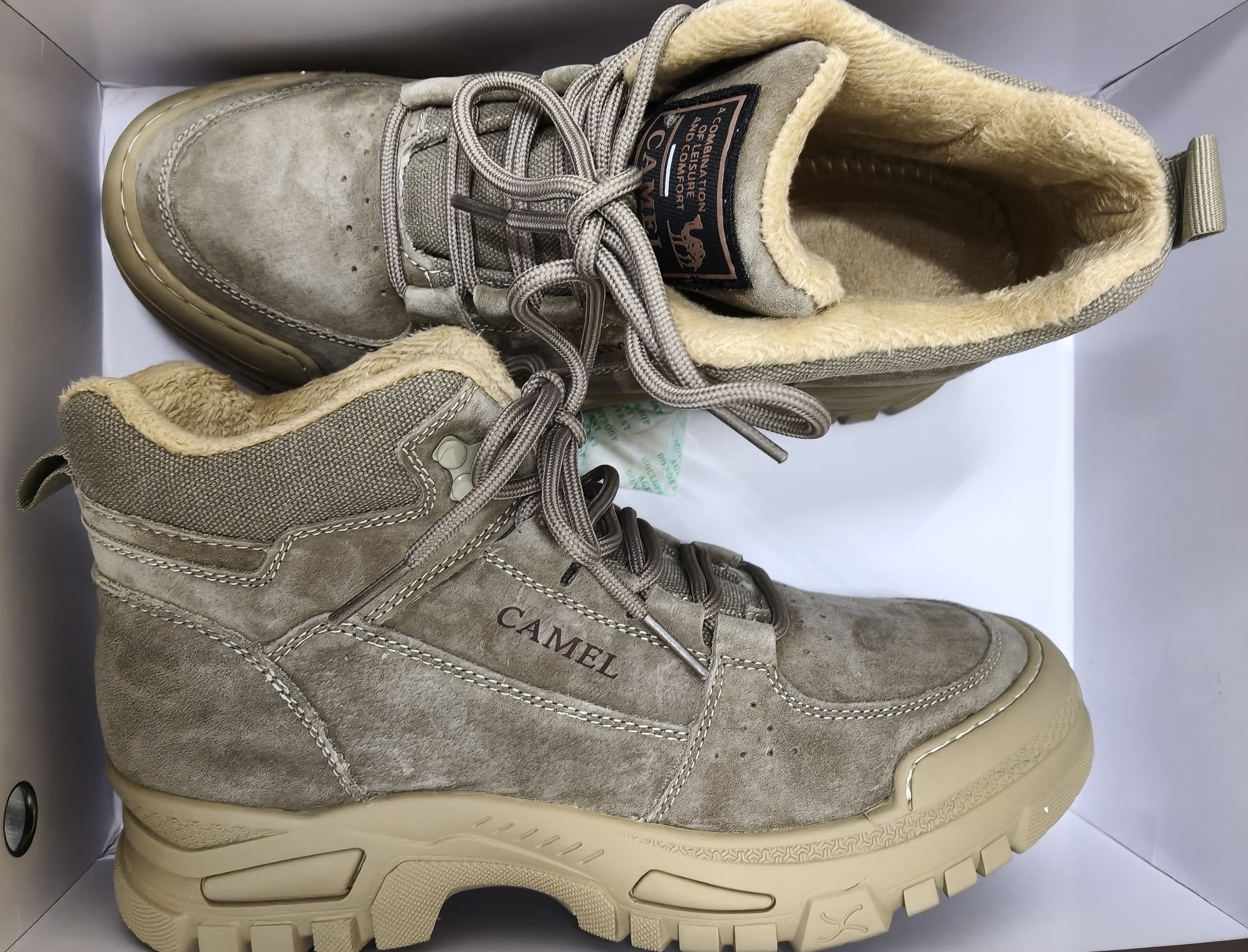 骆驼（CAMEL）男士马丁靴秋冬加绒户外运动休闲复古工装鞋 GE12235362R 深沙 39 实拍图